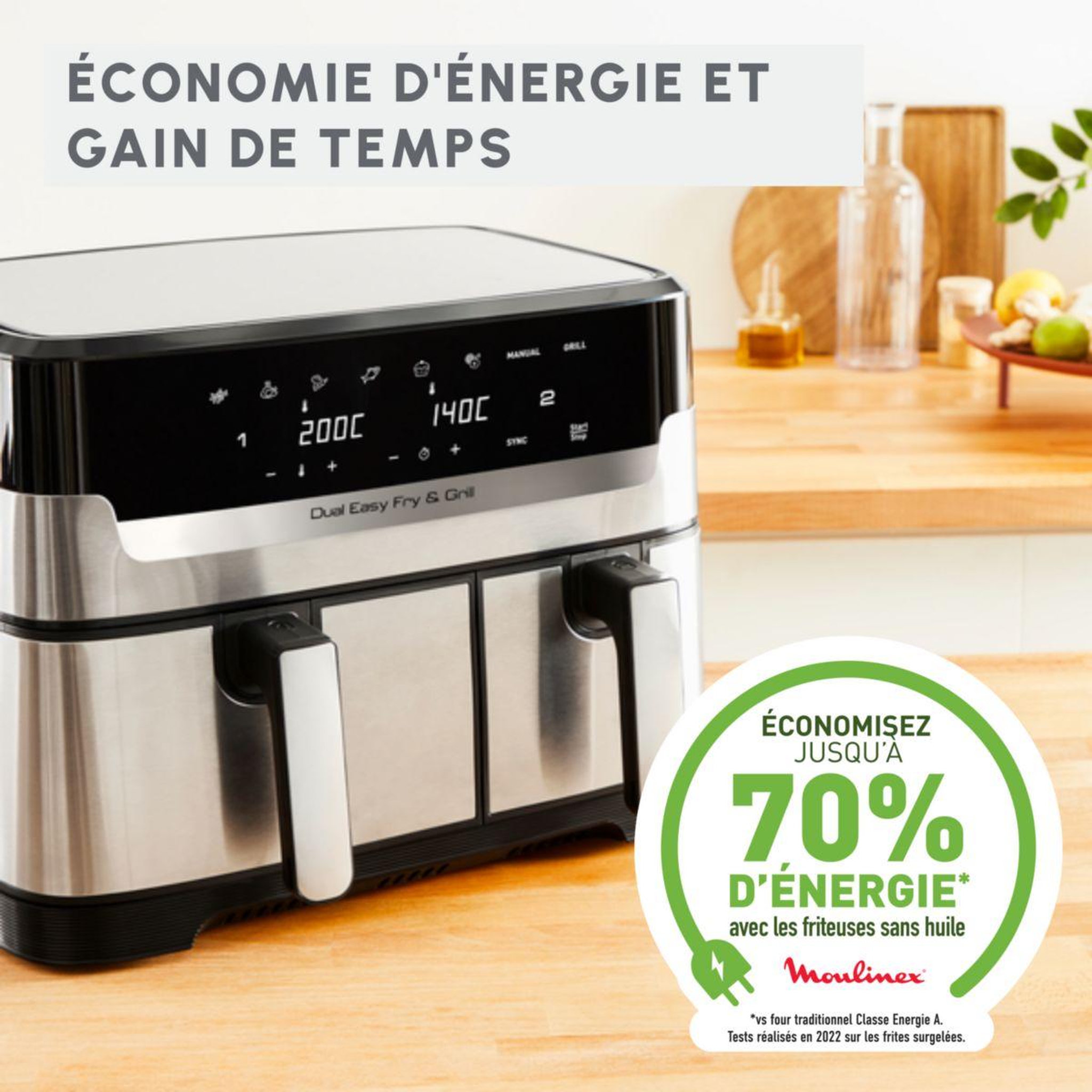 Voir la diapositive 5 : MOULINEX Friteuse sans huile Easy Fry and Grill Dual XXL 8,3L  EZ905D20