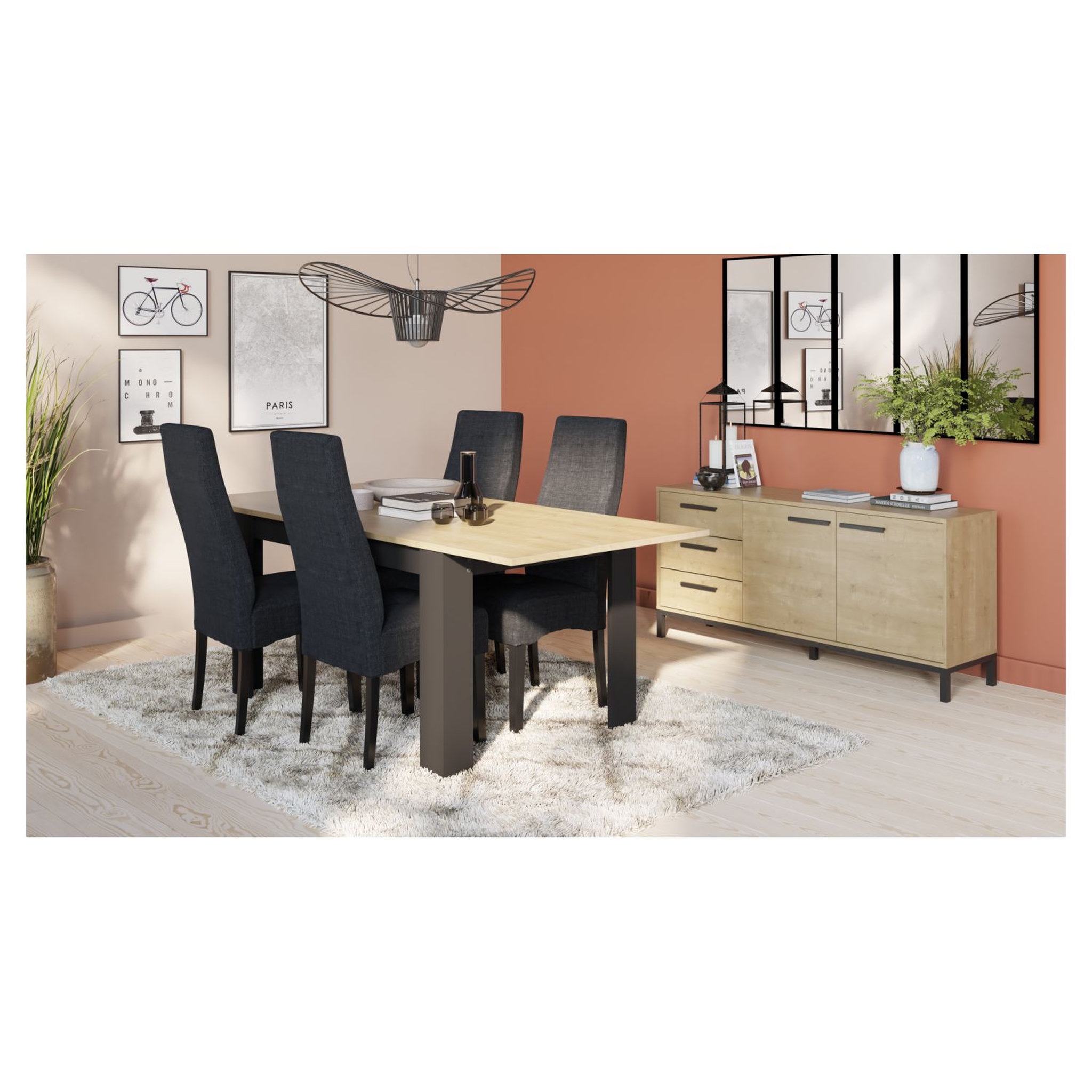 Voir la diapositive 7 : Enfilade 2 portes 3 tiroirs L152cm DAFT