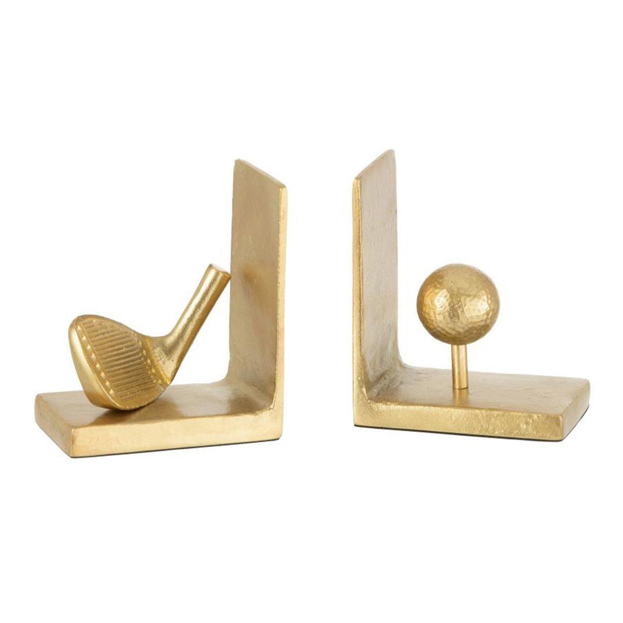 Voir la diapositive 1 : J-LINE Lot de 2 serre-livres design  golf  24cm or