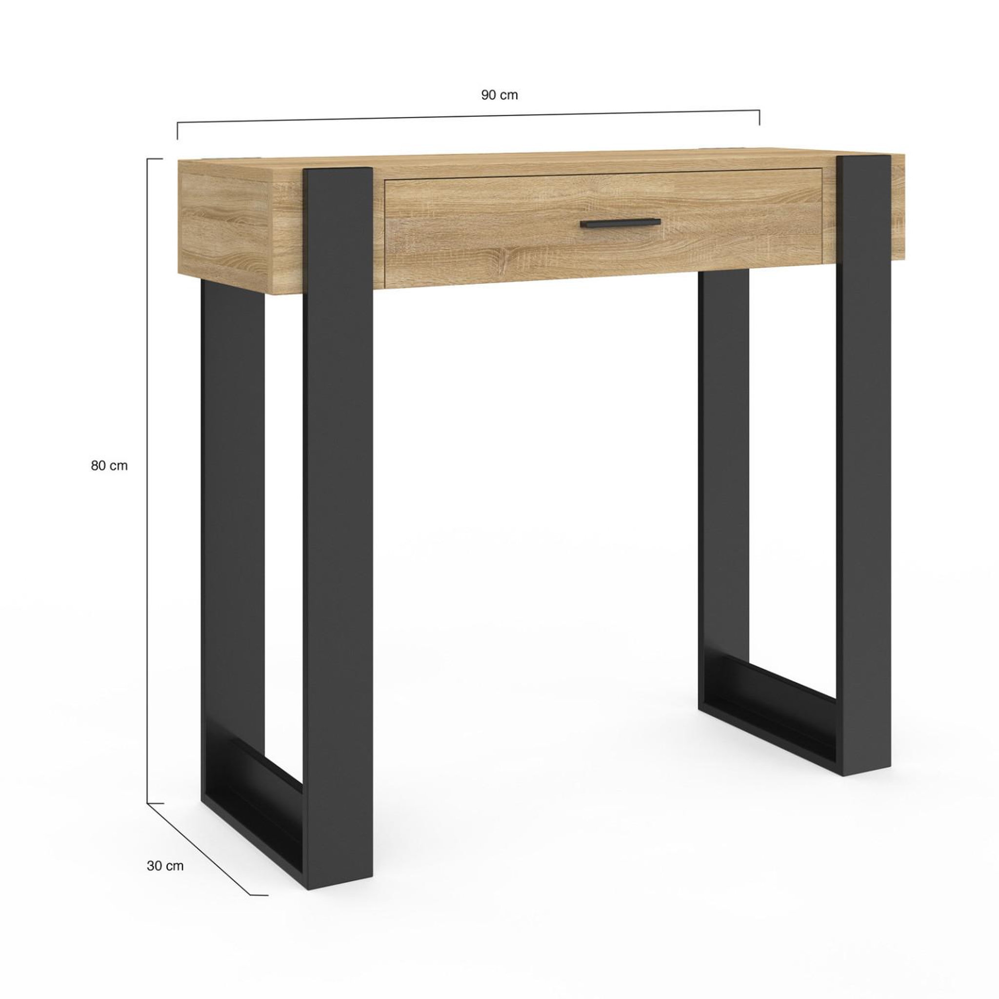 Voir la diapositive 5 : ID MARKET Console 1 tiroir phoenix bois et noir