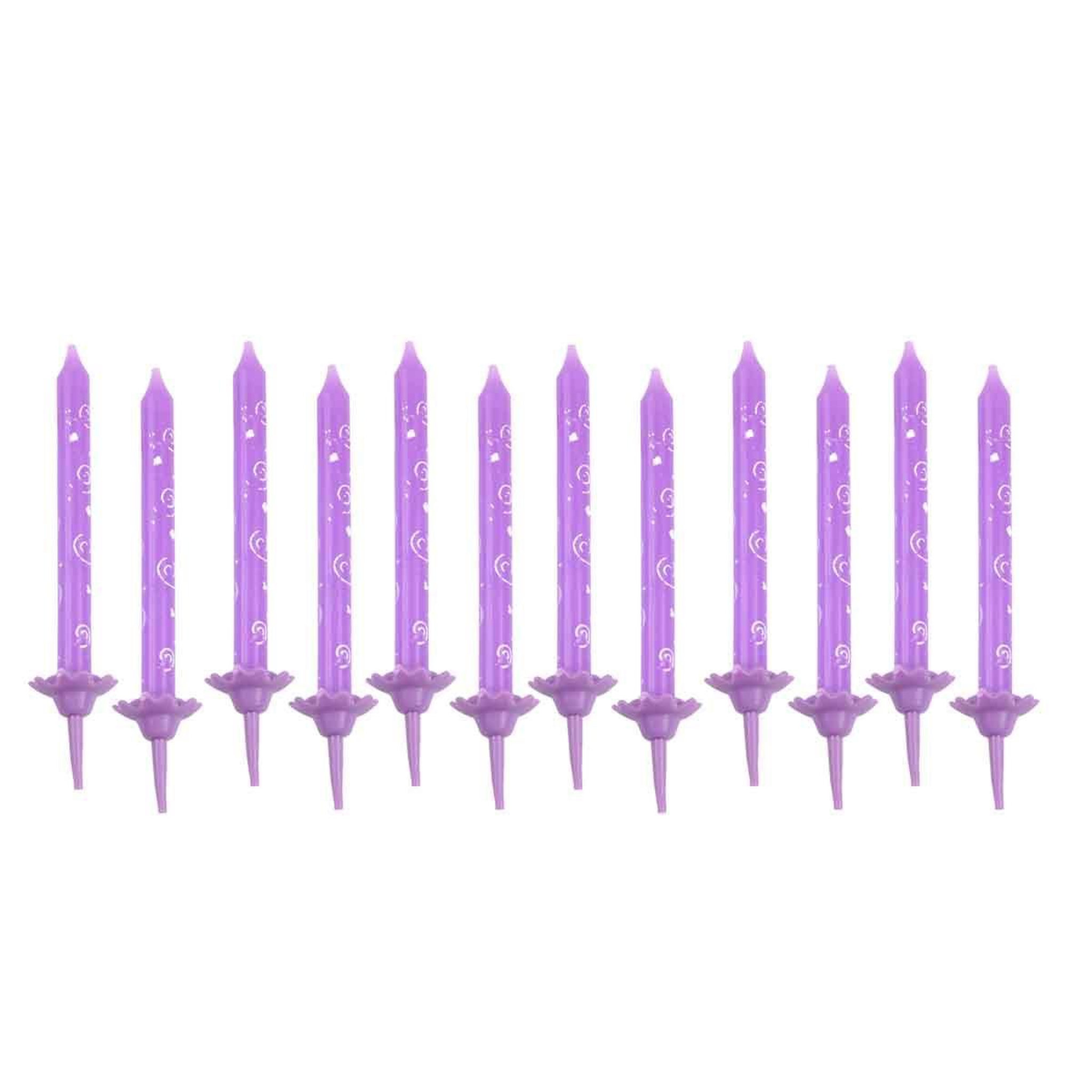 HOMEA Lot de 12 Bougies d'Anniversaire  Arabesques  6cm Prune