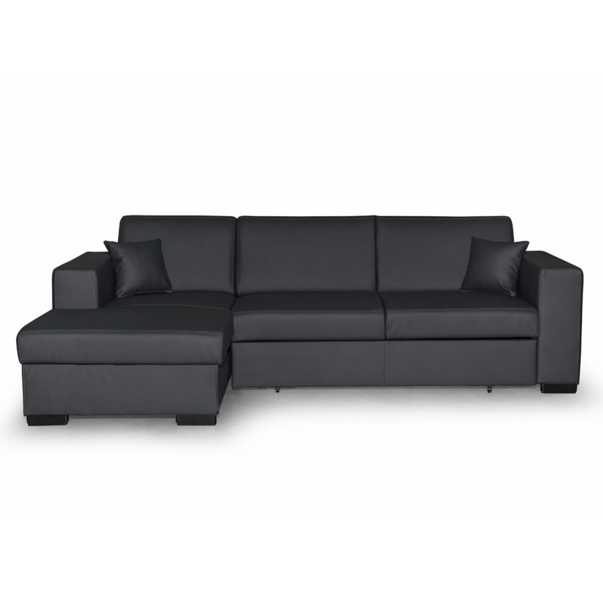 Canapé d'angle gauche convertible 4 places avec coffre  de rangement revêtement tissu PU CARIBEA 