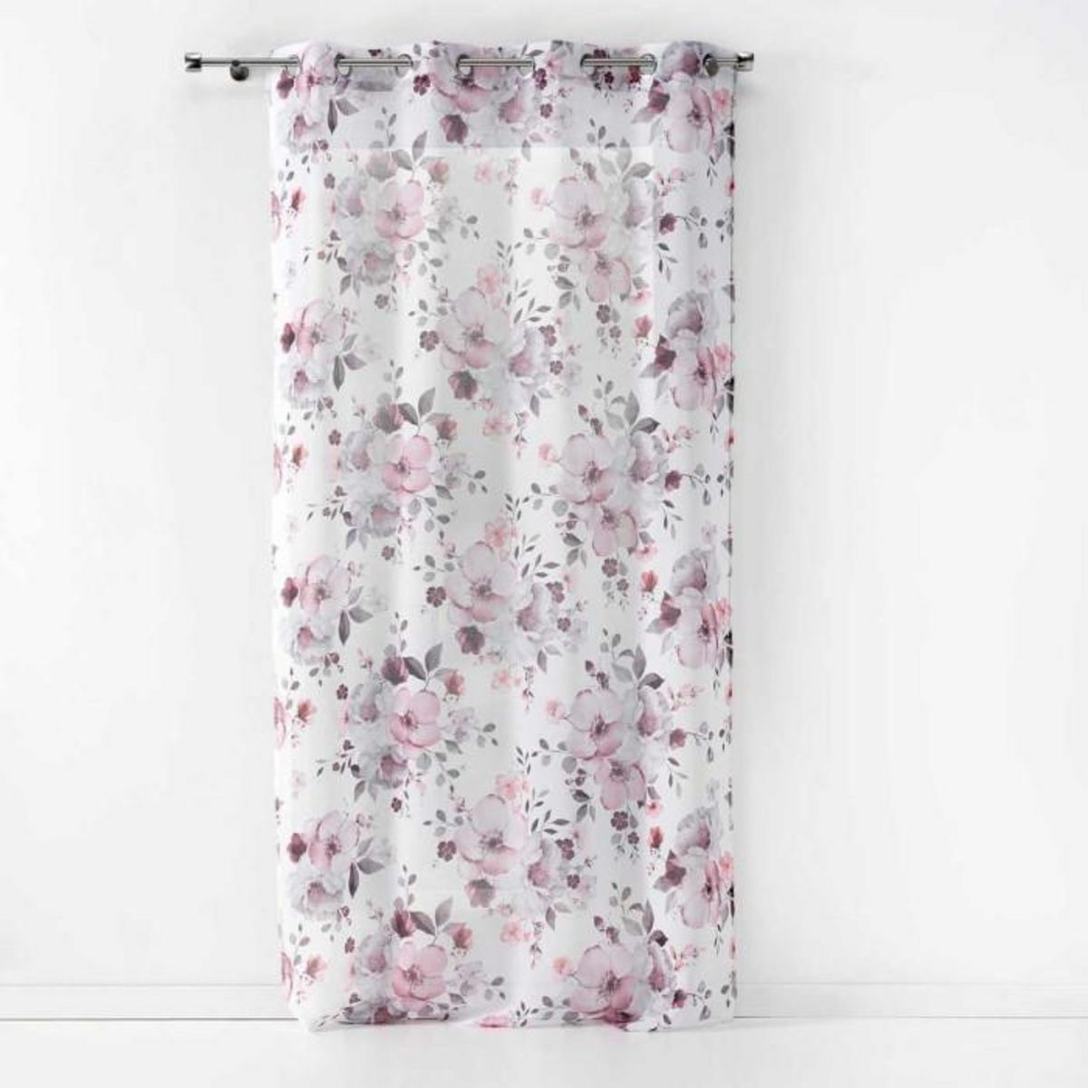 Paris Prix Rideau Voilage à Œillets  Velvet Flower  140x280cm Blanc