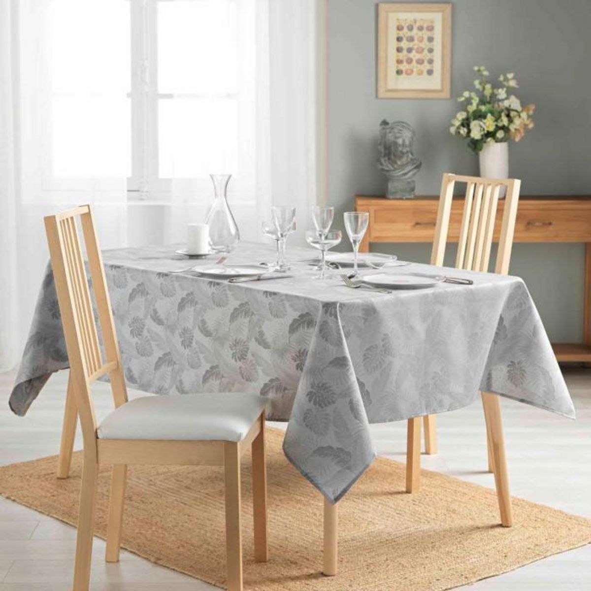 Paris Prix Nappe Jacquard Imprimé  Enola  140x250cm Gris