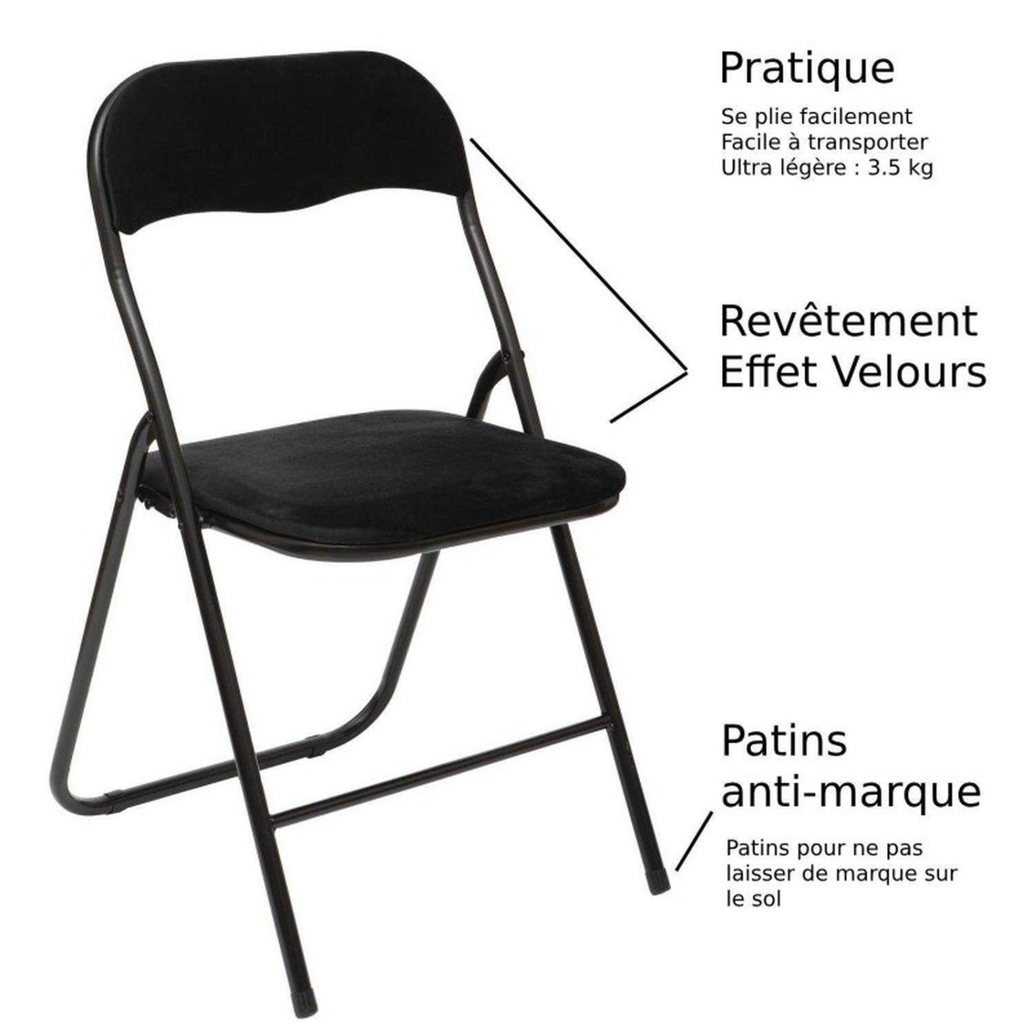 Voir la diapositive 3 : FIVE Chaise pliante effet velours