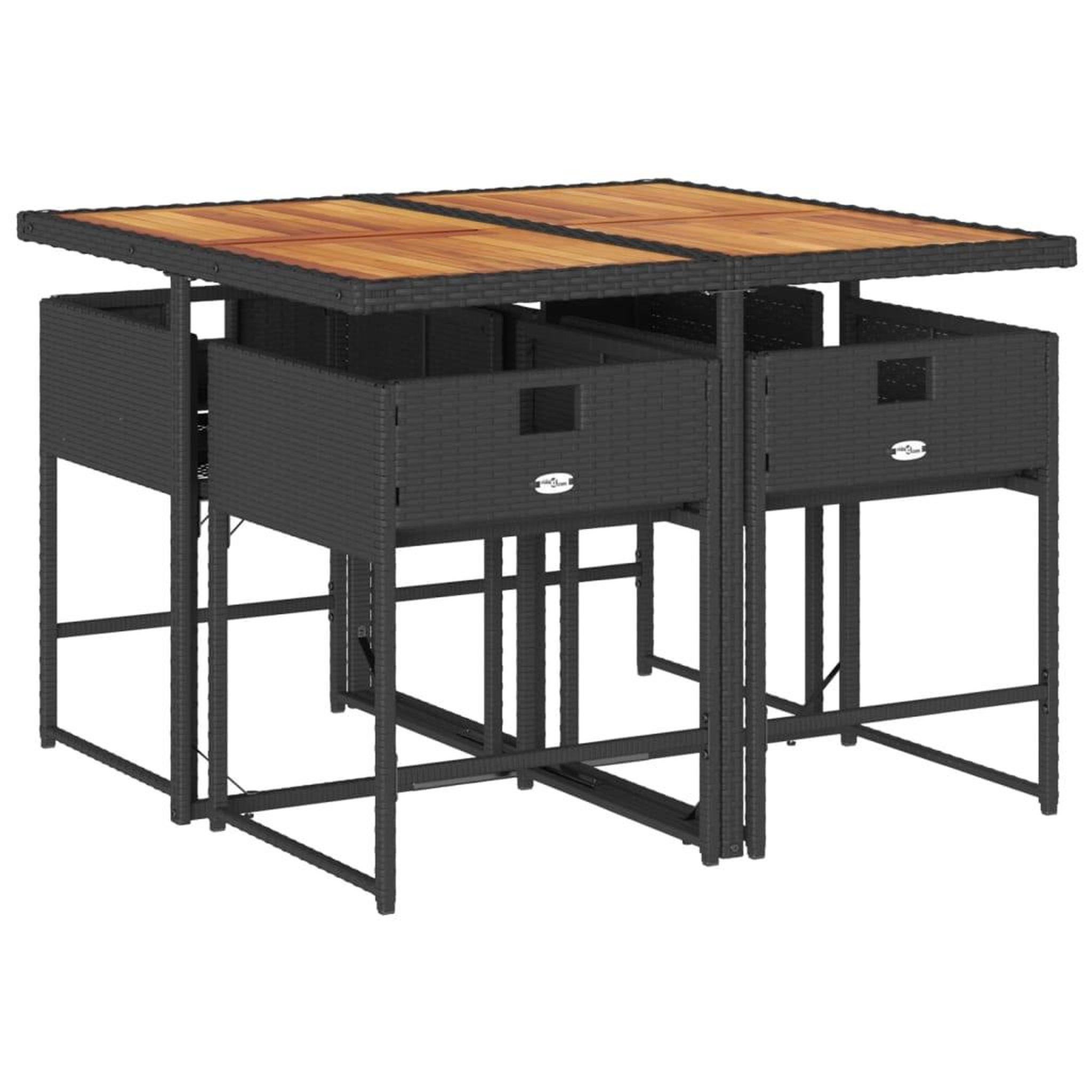 Voir la diapositive 5 : VIDAXL Ensemble a manger de jardin coussins 5pcs Noir Resine tressee