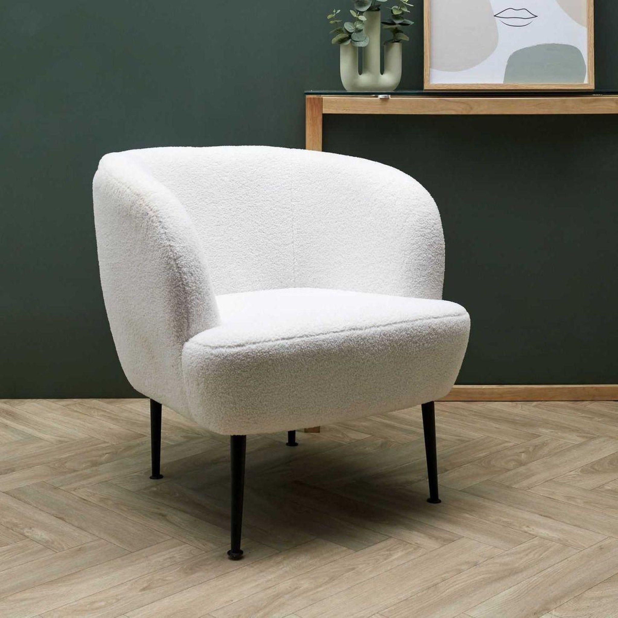 Voir la diapositive 5 : The Home Deco Factory Fauteuil bouclette  kiera  76cm blanc