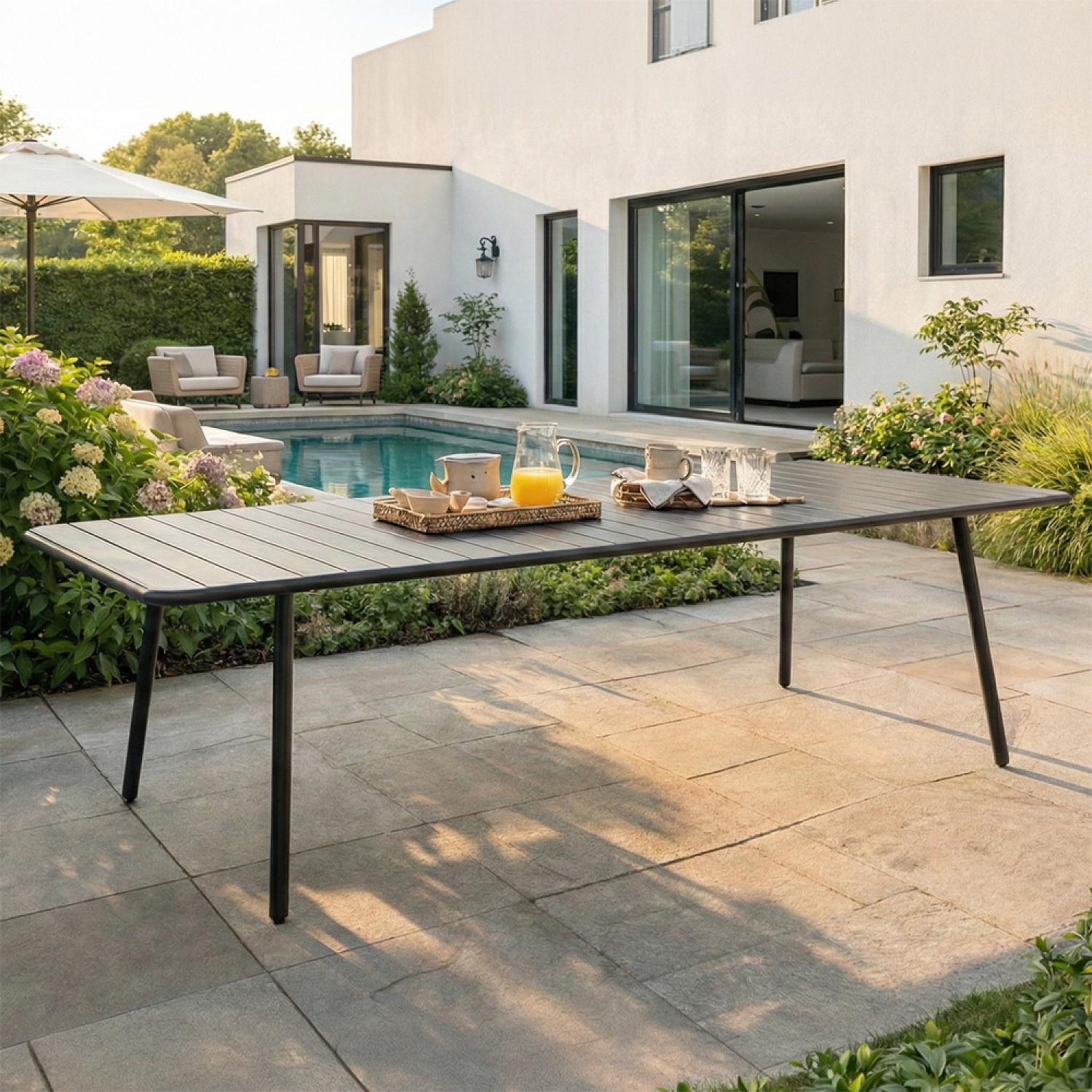Voir la diapositive 2 : CONCEPT USINE Table de jardin 10-12 places 234cm gris foncé bergame