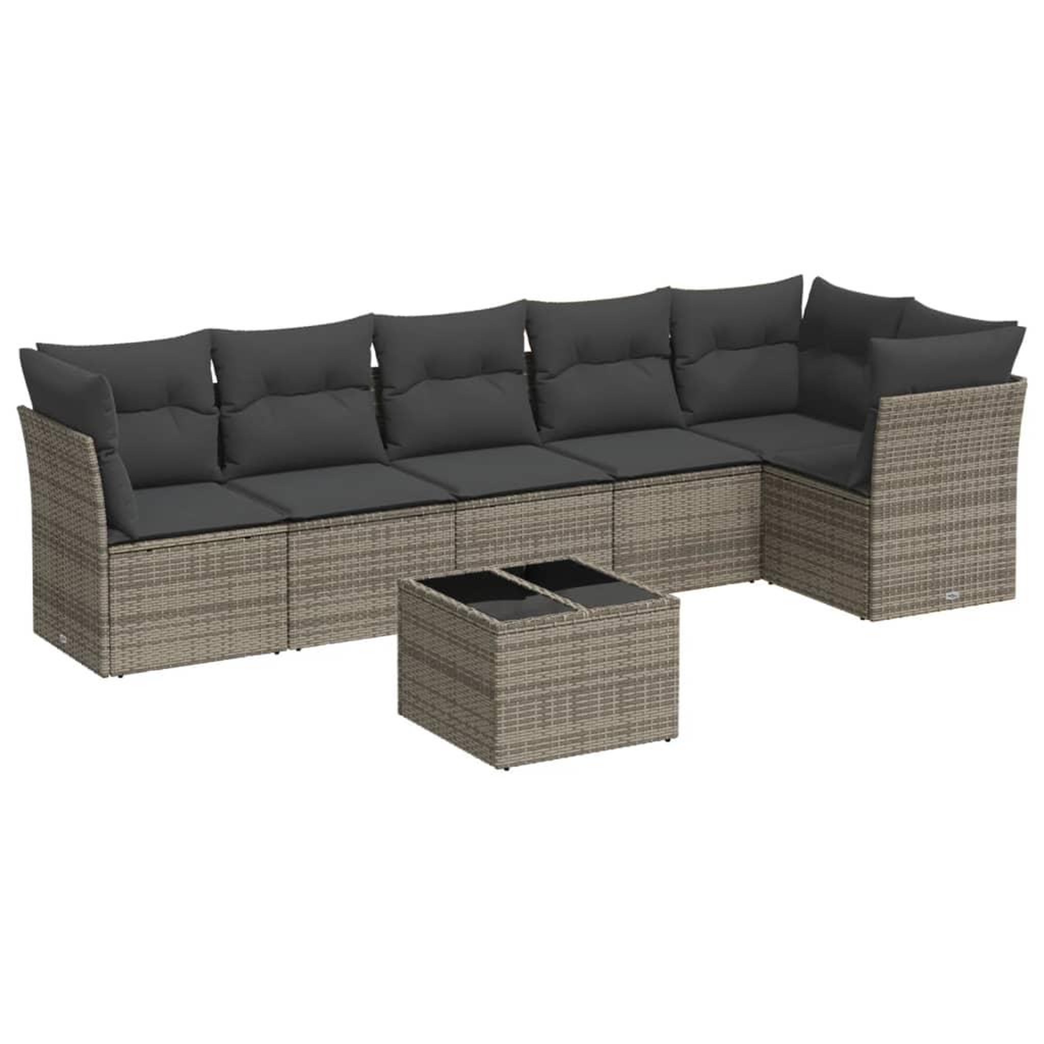 Voir la diapositive 2 : VIDAXL Salon de jardin avec coussins 7 pcs gris resine tressee