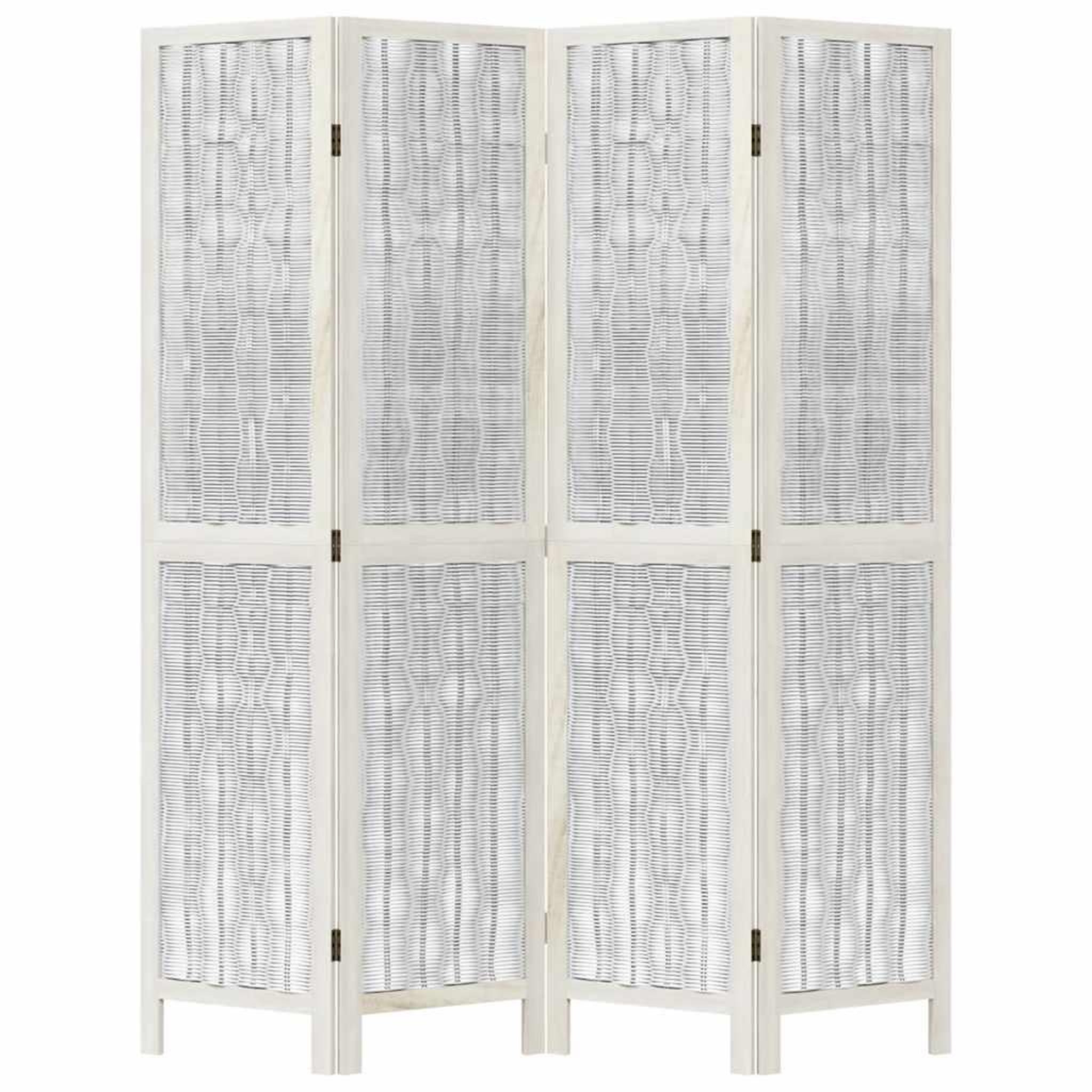 Voir la diapositive 4 : VIDAXL Cloison de separation 4 panneaux blanc bois de paulownia massif