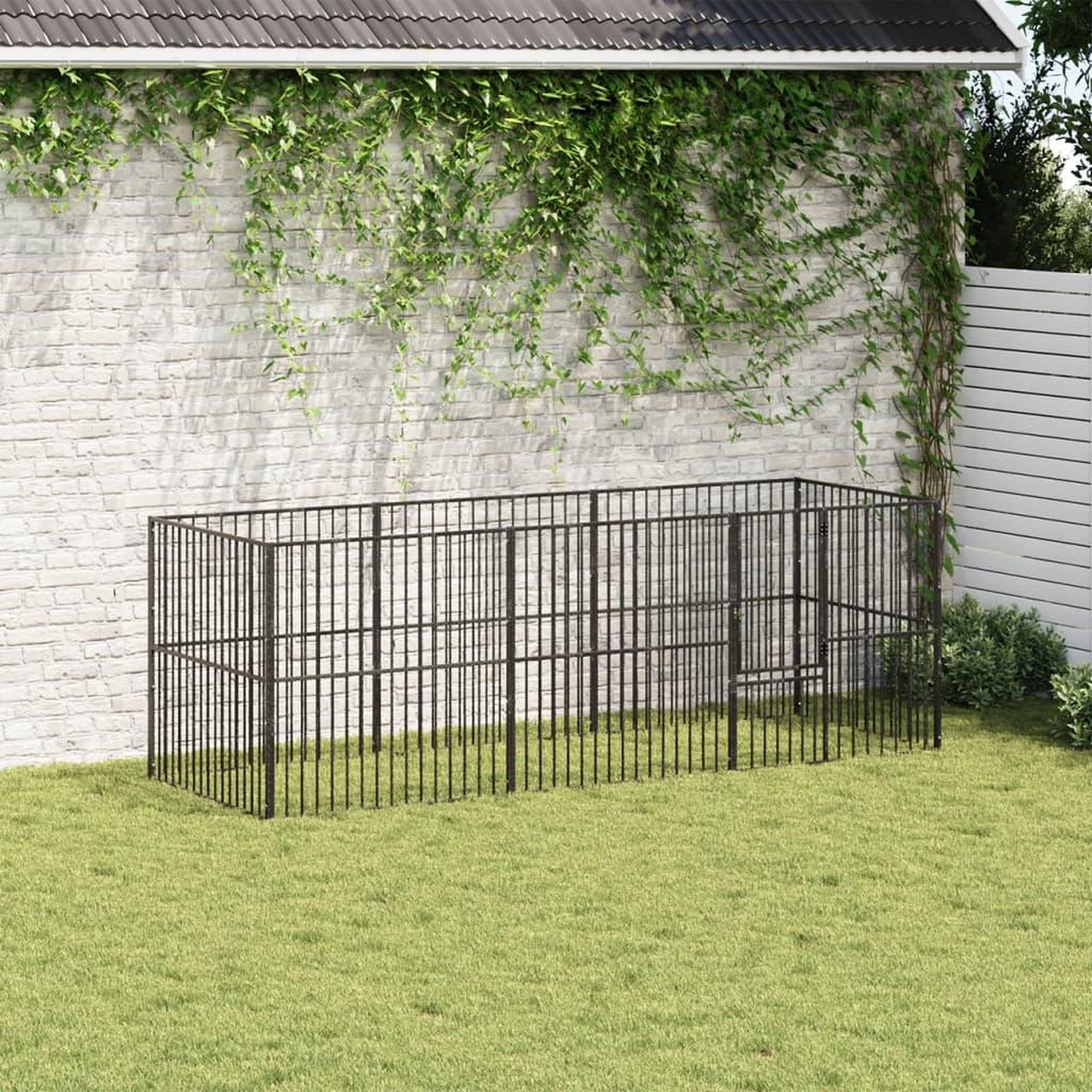 Voir la diapositive 3 : VIDAXL Parc pour chien 8 panneaux noir acier galvanise