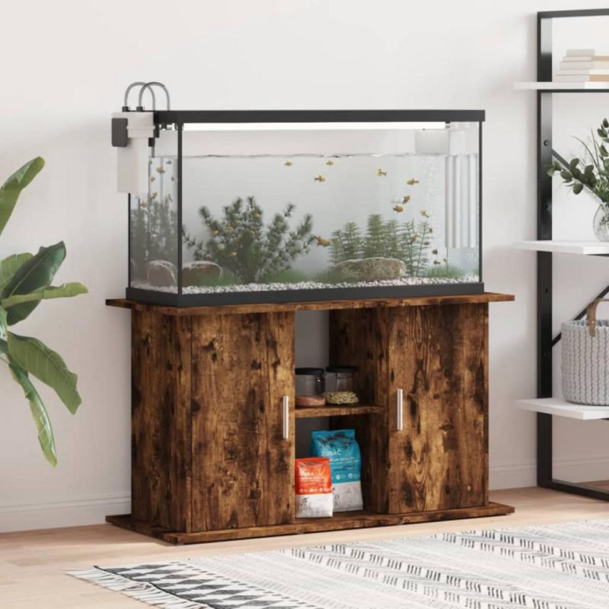 VIDAXL Support pour aquarium chêne fumé 101x41x58 cm bois d ingénierie