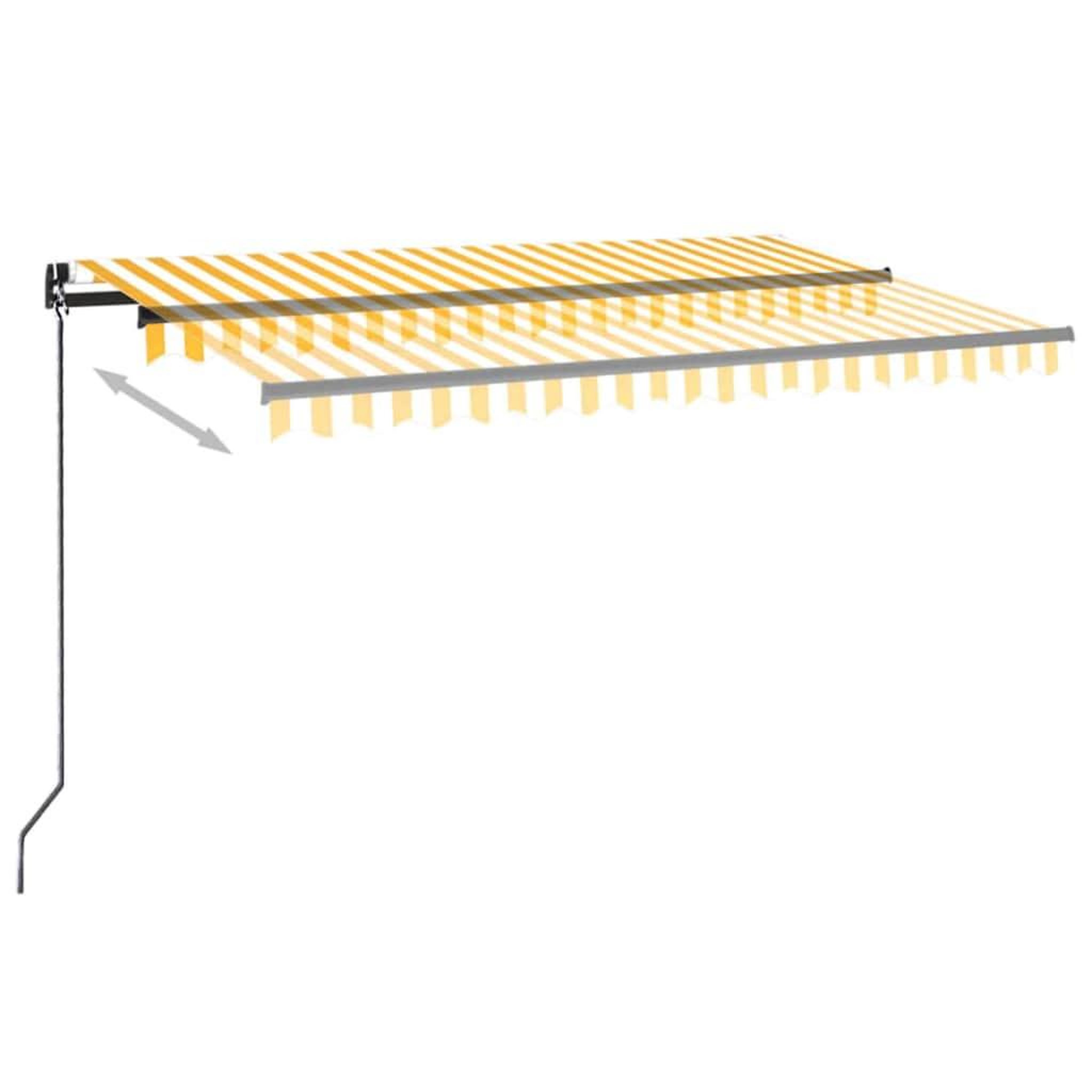 Voir la diapositive 3 : VIDAXL Auvent manuel retractable avec LED 450x300 cm Jaune et blanc