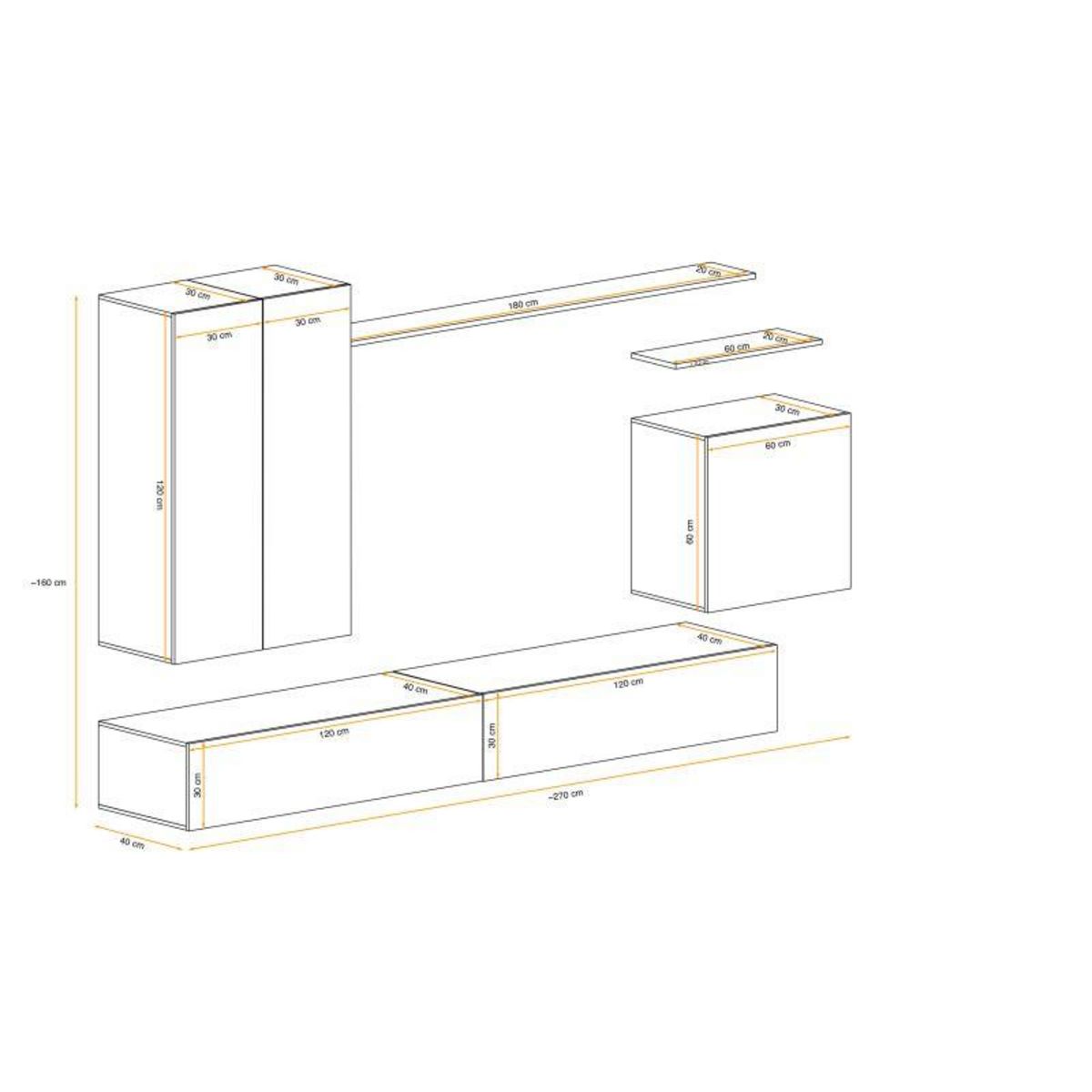 Paris Prix Meuble TV Mural Design  Switch II  270cm Noir