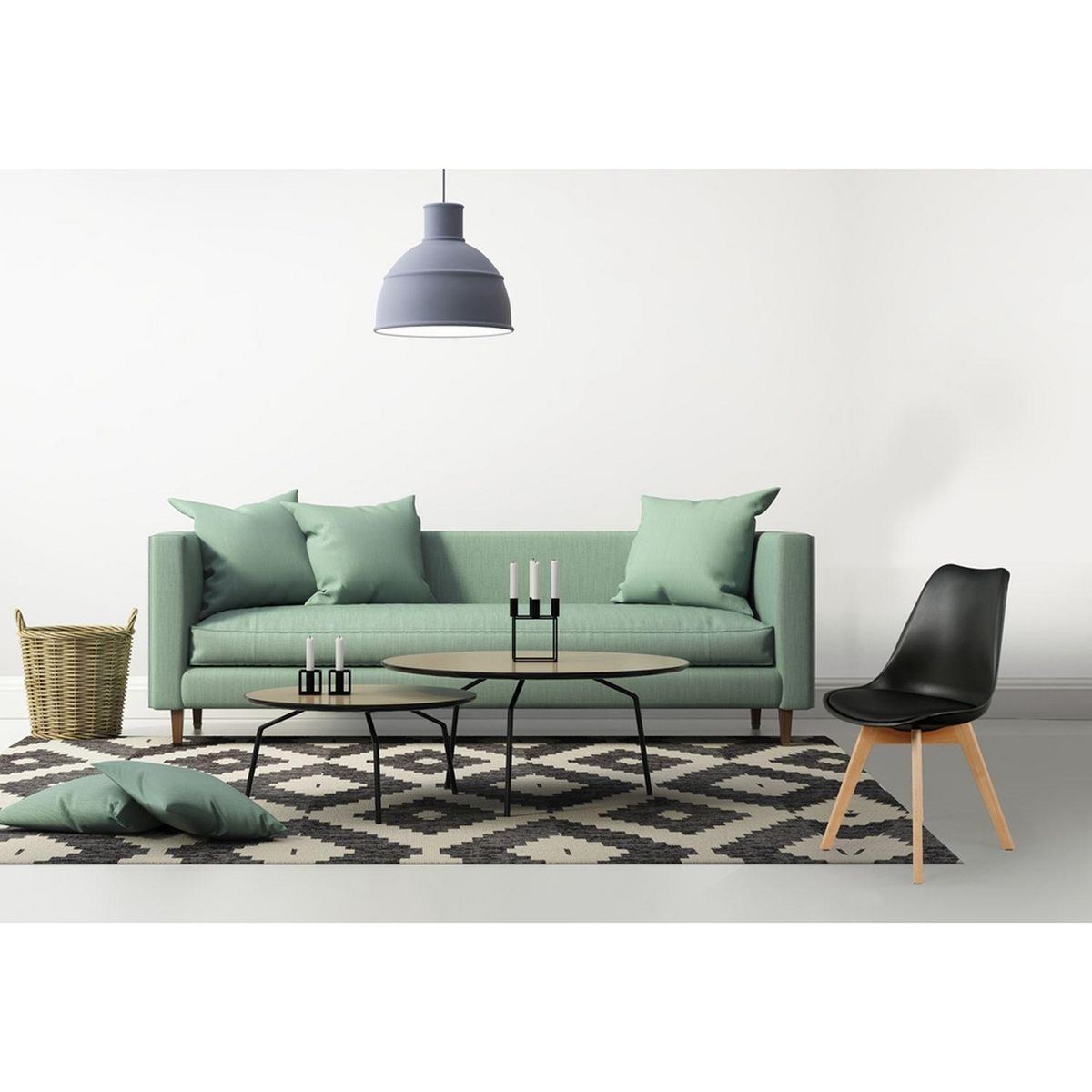 The Home Deco Factory Chaise scandinave avec coussin