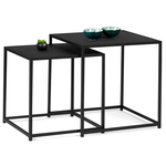 ID MARKET Lot de 2 tables basses gigognes DAVIS 40/45 en métal noir mat design industriel