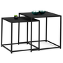 Voir la diapositive 1 : ID MARKET Lot de 2 tables basses gigognes DAVIS 40/45 en métal noir mat design industriel