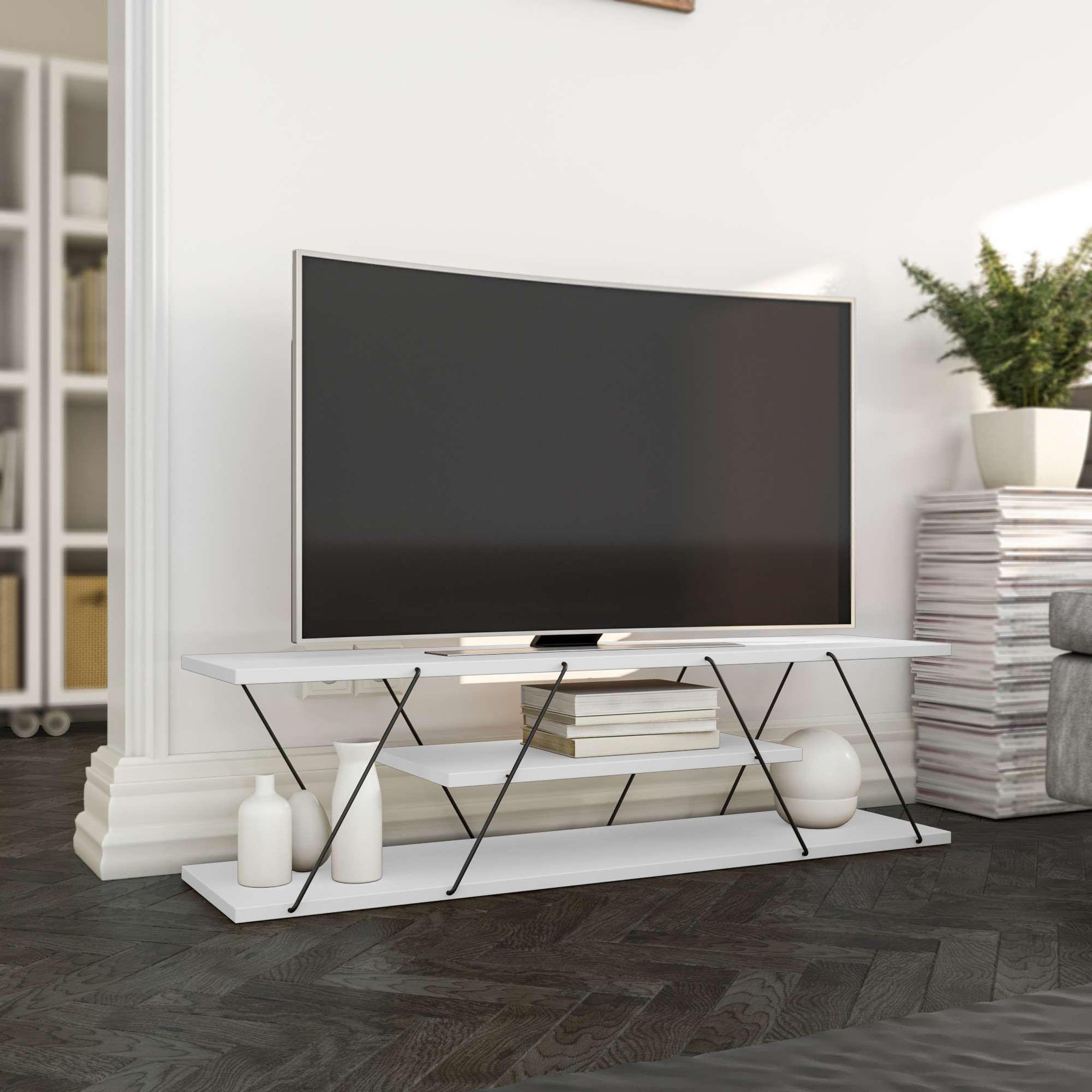 Voir la diapositive 2 : Habitat et Jardin Meuble tv en bois  april  - 120 x 30 x 33 cm - blanc