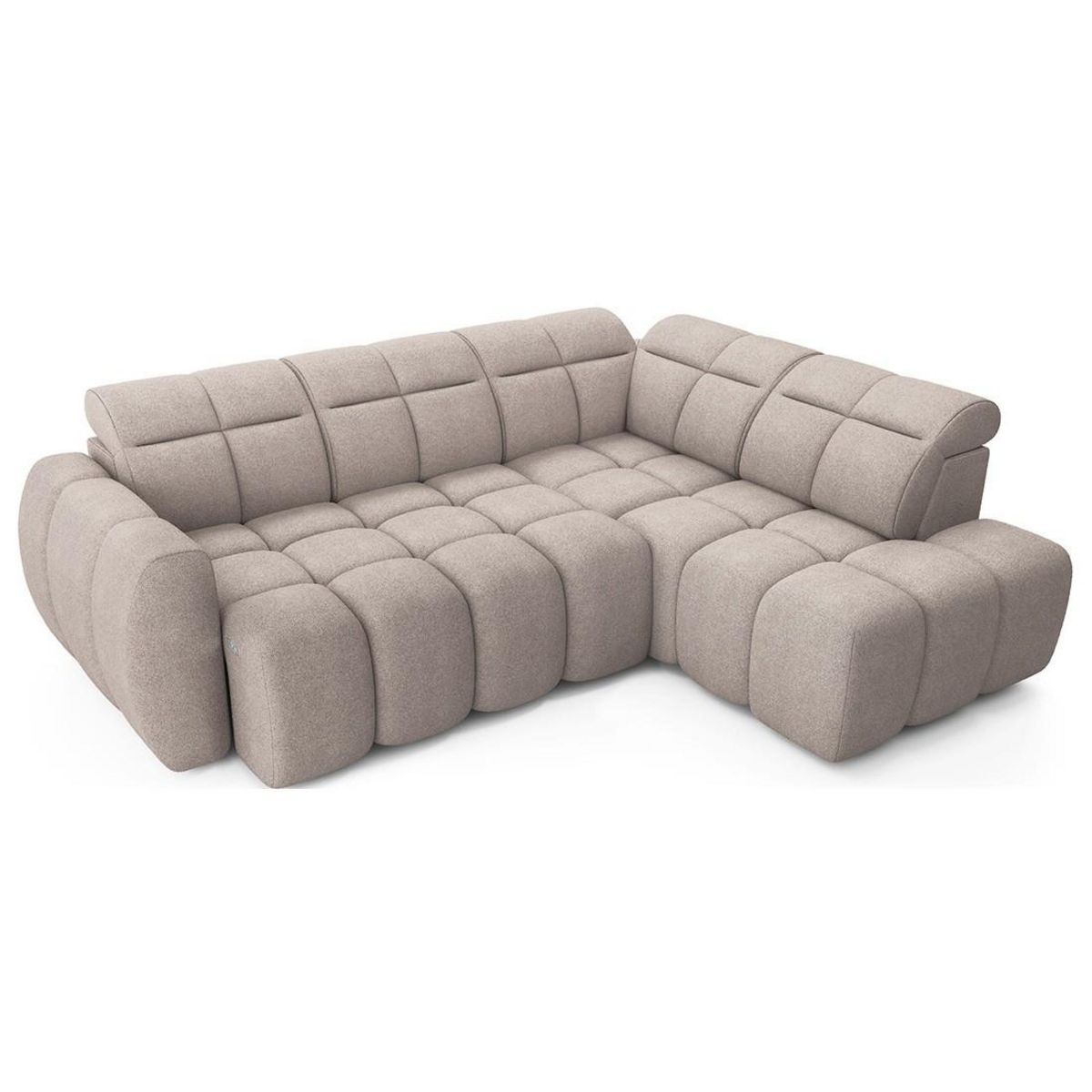 BEST MOBILIER Basile - canapé d'angle droit 4 places assise extensible électrique avec coffre en tissu texturé