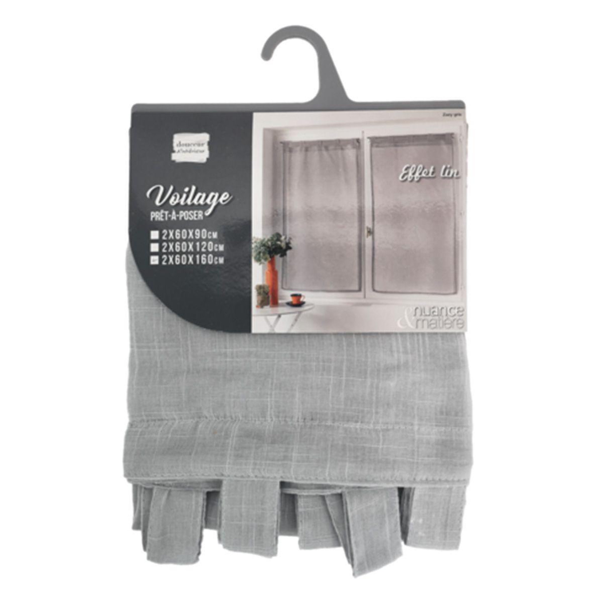 Voir la diapositive 4 : Douceur d'Intérieur Paire de voilages  zazy  60x160cm gris