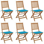VIDAXL Chaises pliables de jardin lot de 6 avec coussins Bois d'acacia