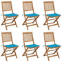 Voir la diapositive 1 : VIDAXL Chaises pliables de jardin lot de 6 avec coussins Bois d'acacia