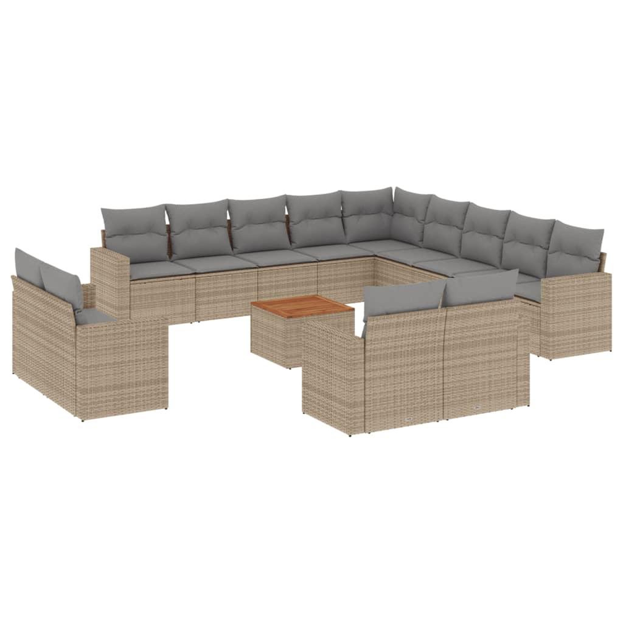 Voir la diapositive 2 : VIDAXL Salon de jardin et coussins 14 pcs melange beige resine tressee