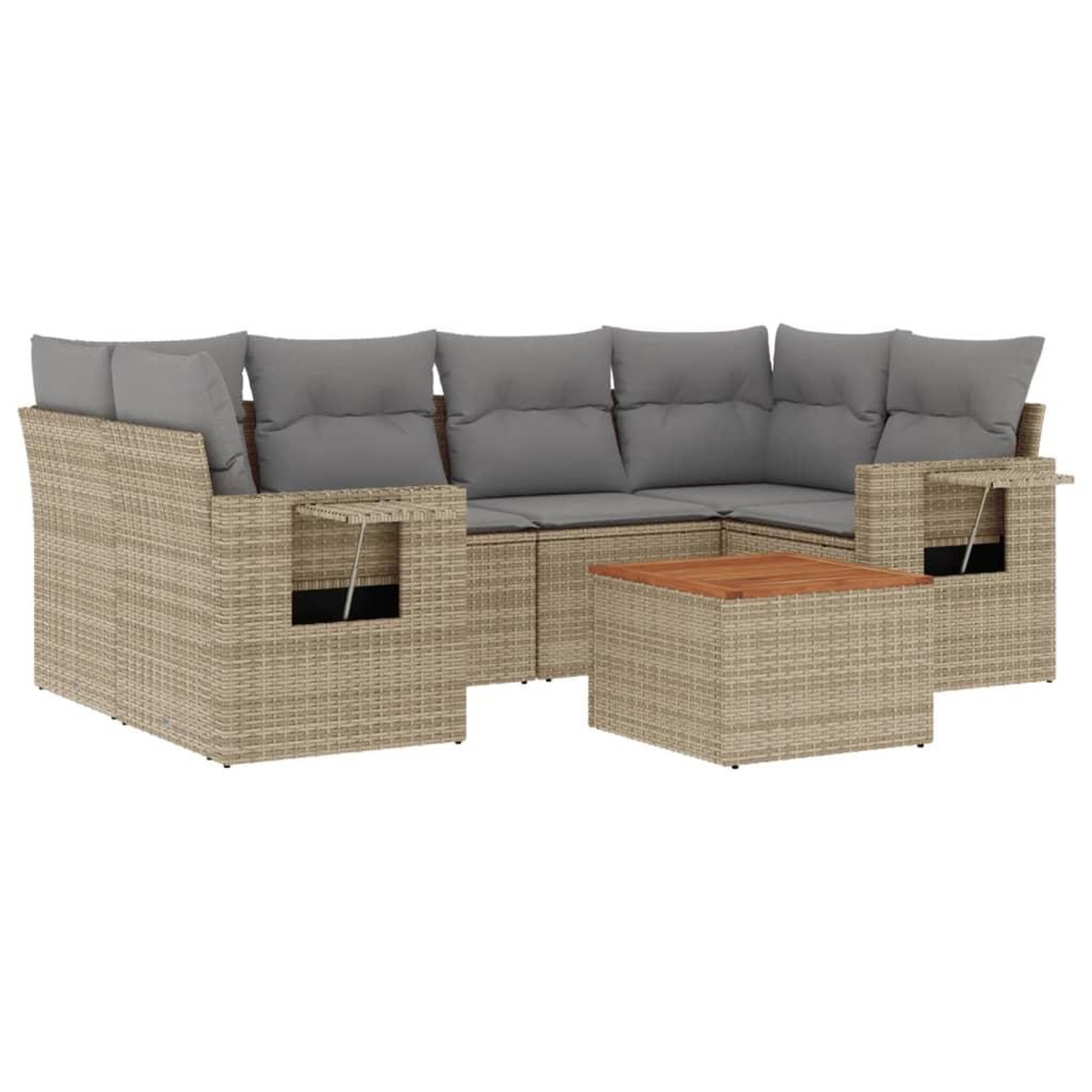 Voir la diapositive 2 : VIDAXL Salon de jardin avec coussins 7pcs melange beige resine tressee