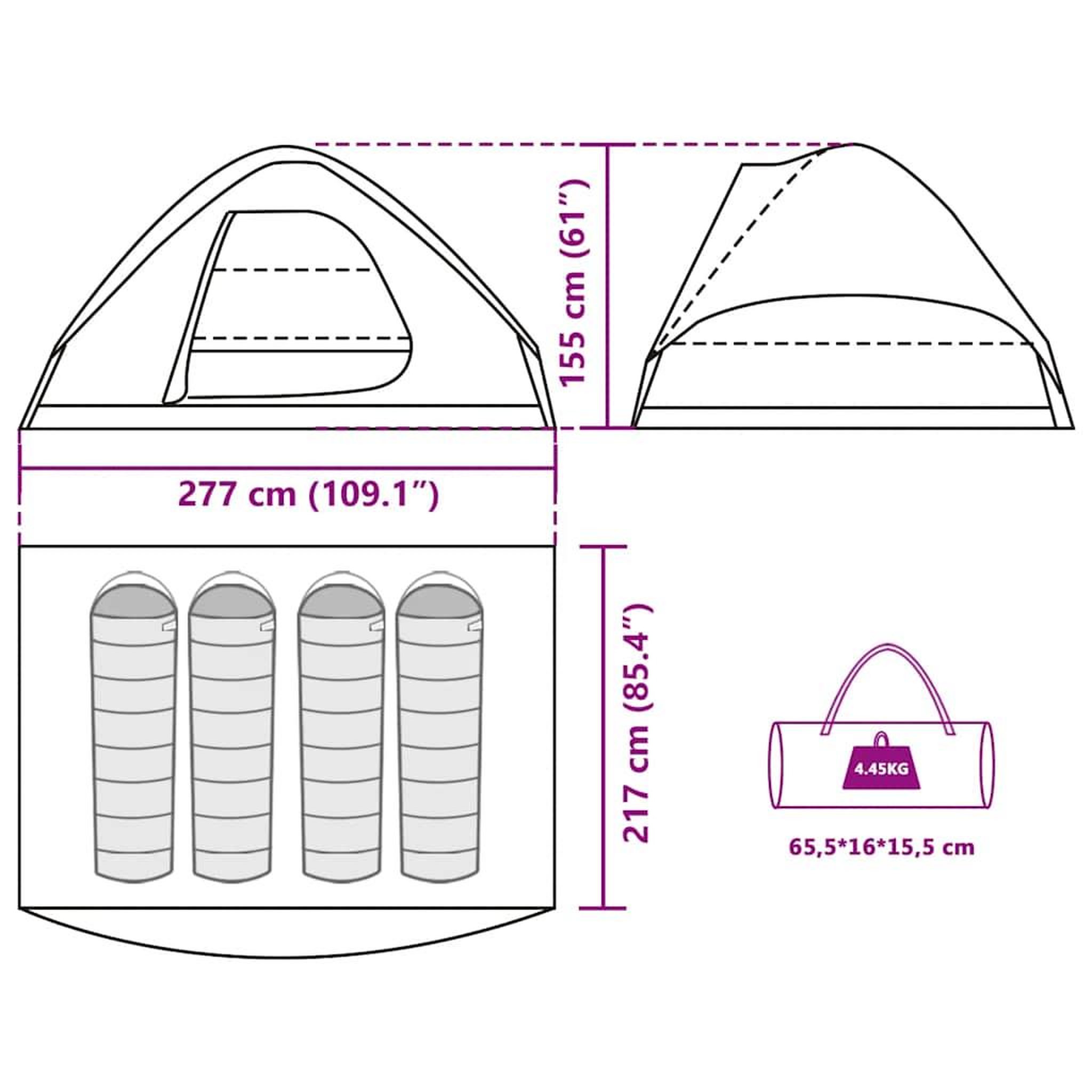 Voir la diapositive 6 : VIDAXL Tente de camping a dome 4 personnes marron impermeable