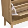 Voir la diapositive 5 : SWEEEK Meuble à chaussures scandinave décor bois 3 portes abattantes capacité 18 paires de chaussures