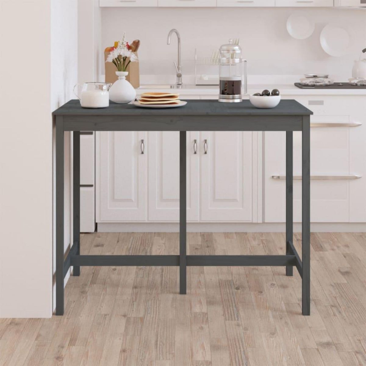 VIDAXL Table de bar Gris 140x80x110 cm Bois massif de pin