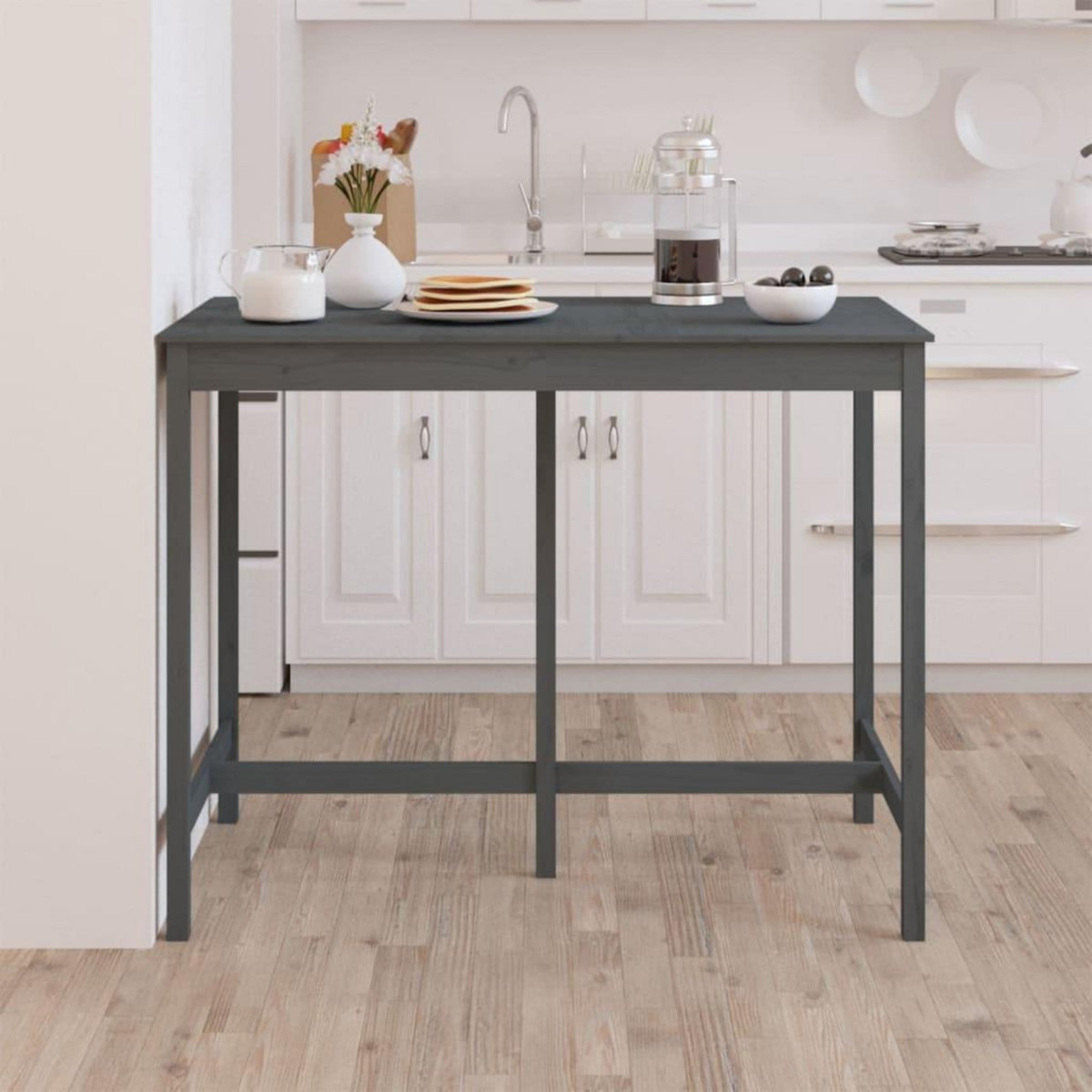 VIDAXL Table de bar Gris 140x80x110 cm Bois massif de pin