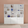 Voir la diapositive 2 : SWEEEK Kit étagère. bibliothèque décor bois blanc 9 éléments 100% modulable L 210 x P 35 x H 210cm - Kompo