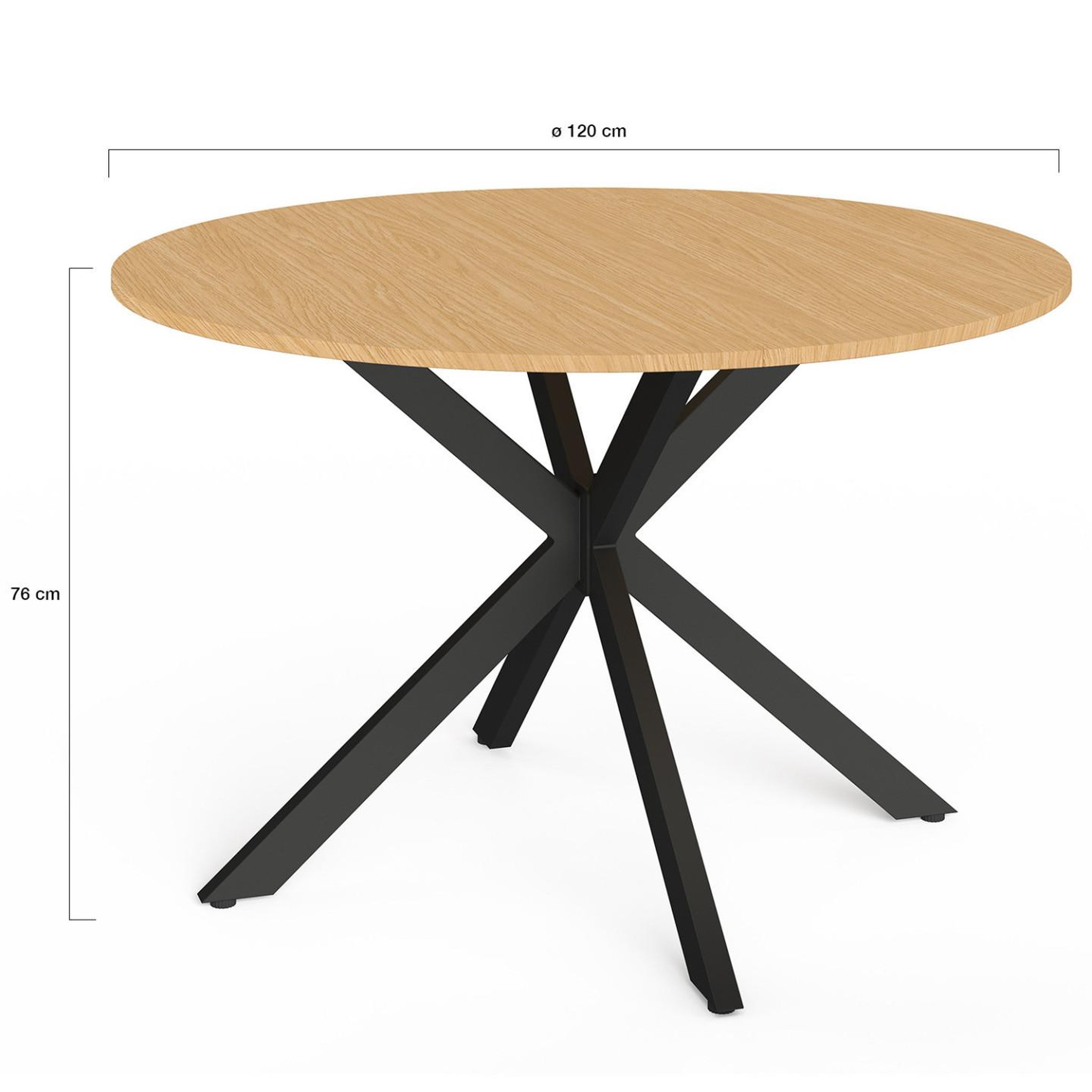 Voir la diapositive 5 : ID MARKET Table de jardin ronde messina 120 cm 6 personnes pied araignée plateau métal effet bois