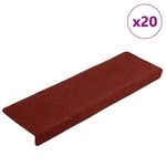 VIDAXL Tapis d'escalier autocollant 20 pcs rouge bordeaux 65x21x4 cm