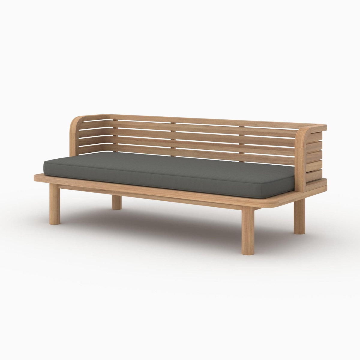 Rendez vous déco Canapé de jardin en teck massif et coussin gris 2 places-Kilda