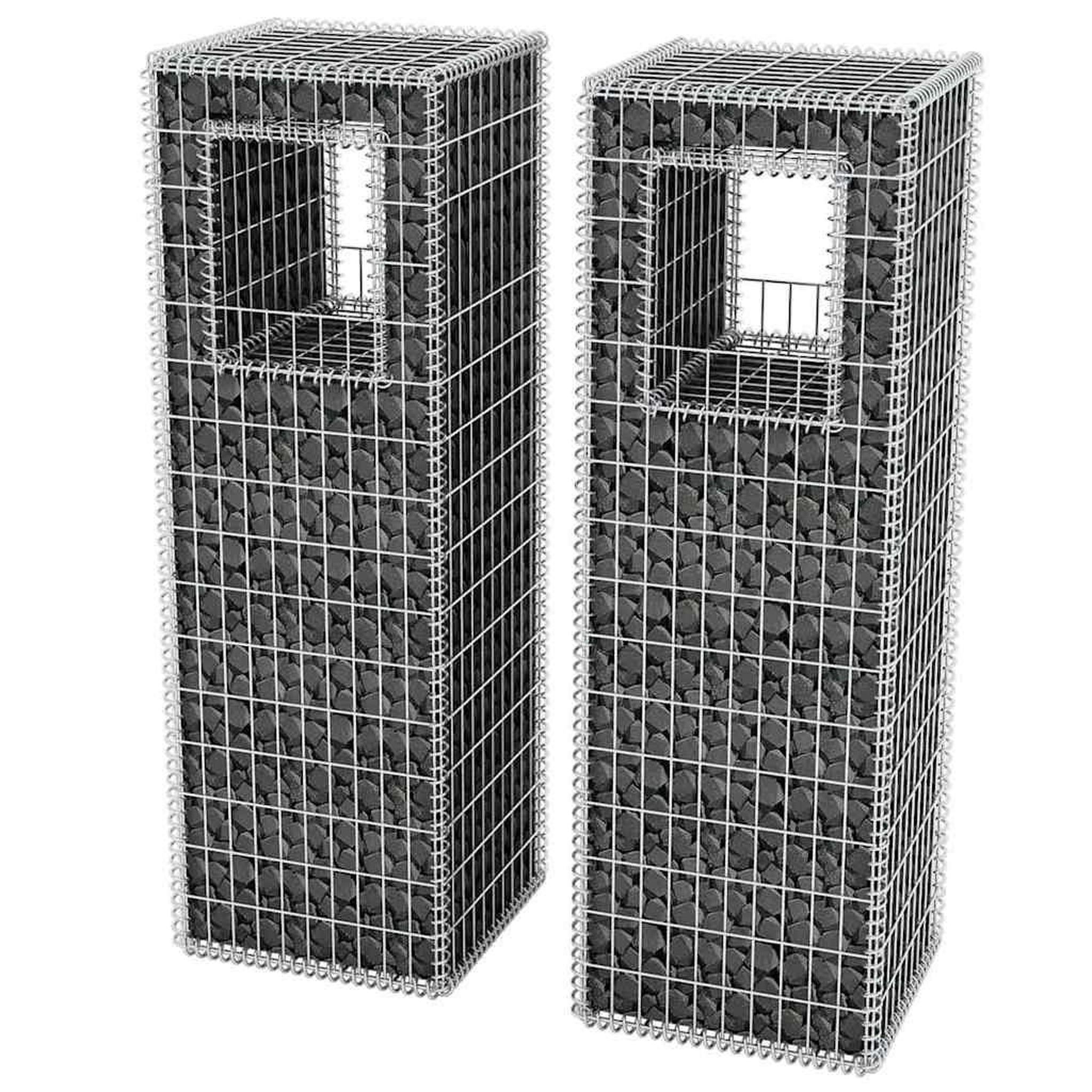Voir la diapositive 3 : VIDAXL Jardiniere/poteau de panier de gabion 2 pcs acier 50x50x160 cm