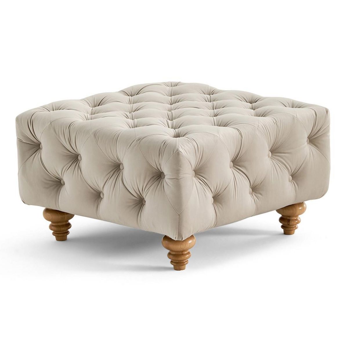 LISA DESIGN Walter - pouf chesterfield en velours - pieds bois