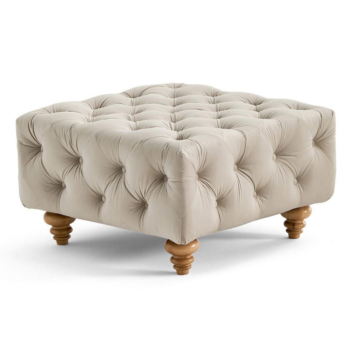 LISA DESIGN Walter - pouf chesterfield en velours - pieds bois