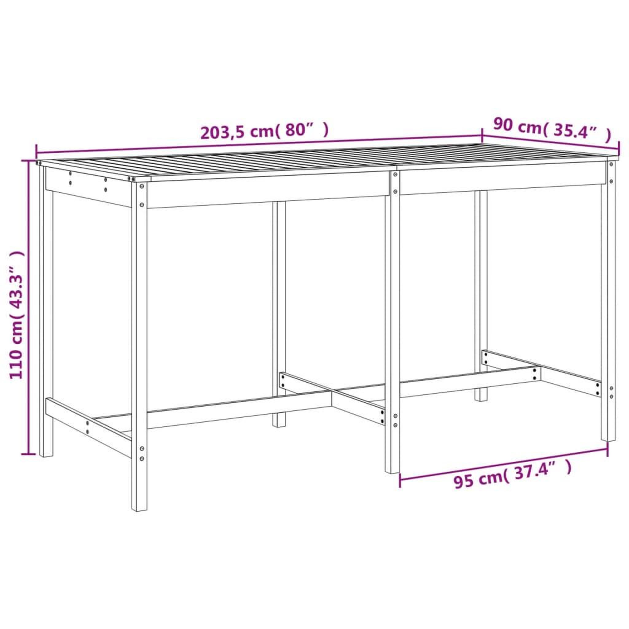 Voir la diapositive 6 : VIDAXL Ensemble de bar de jardin 9 pcs bois massif douglas