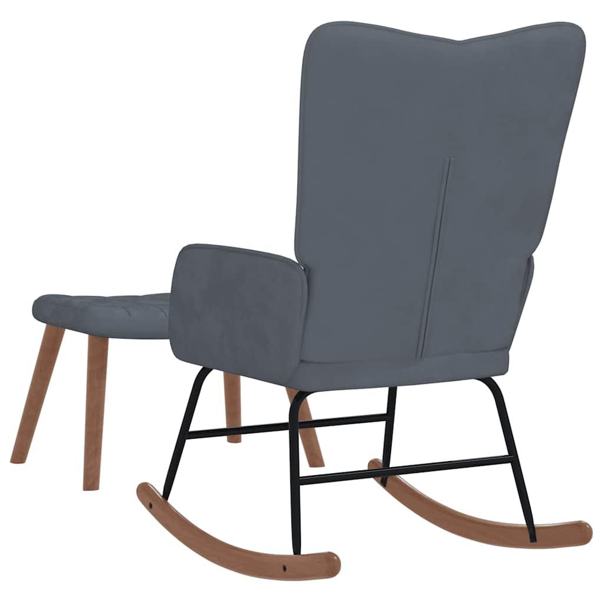 Voir la diapositive 5 : VIDAXL Chaise a bascule avec repose-pied Gris fonce Velours