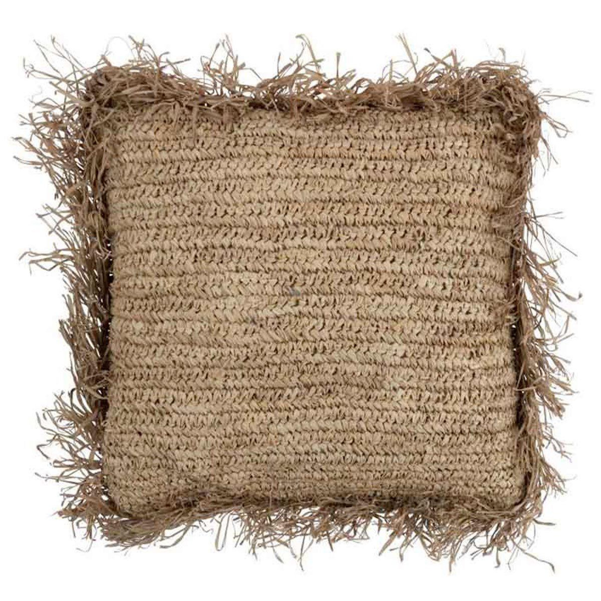 J-LINE Coussin déco en raphia  jeff  50x50cm naturel