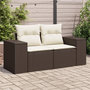 Voir la diapositive 1 : VIDAXL Canape de jardin avec coussins 2 places marron resine tressee