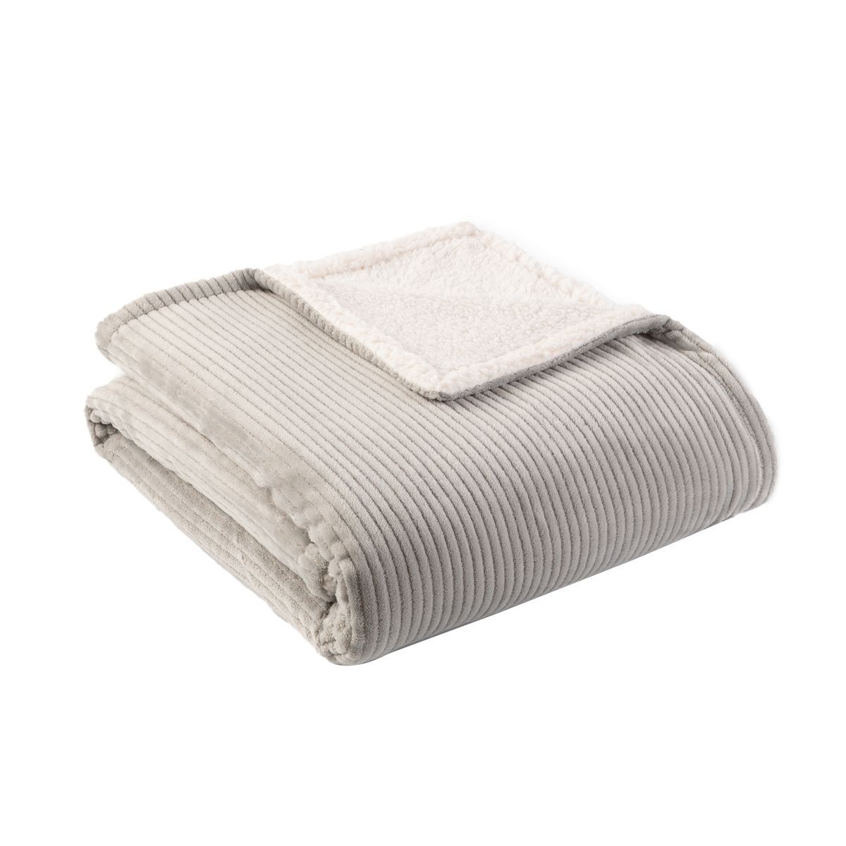 ACTUEL Plaid effet velours côtelé double face Flanelle /sherpa 