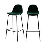 Rendez vous déco Lot de 2 chaises de bar en velours vert foncé 75 cm-Henrik