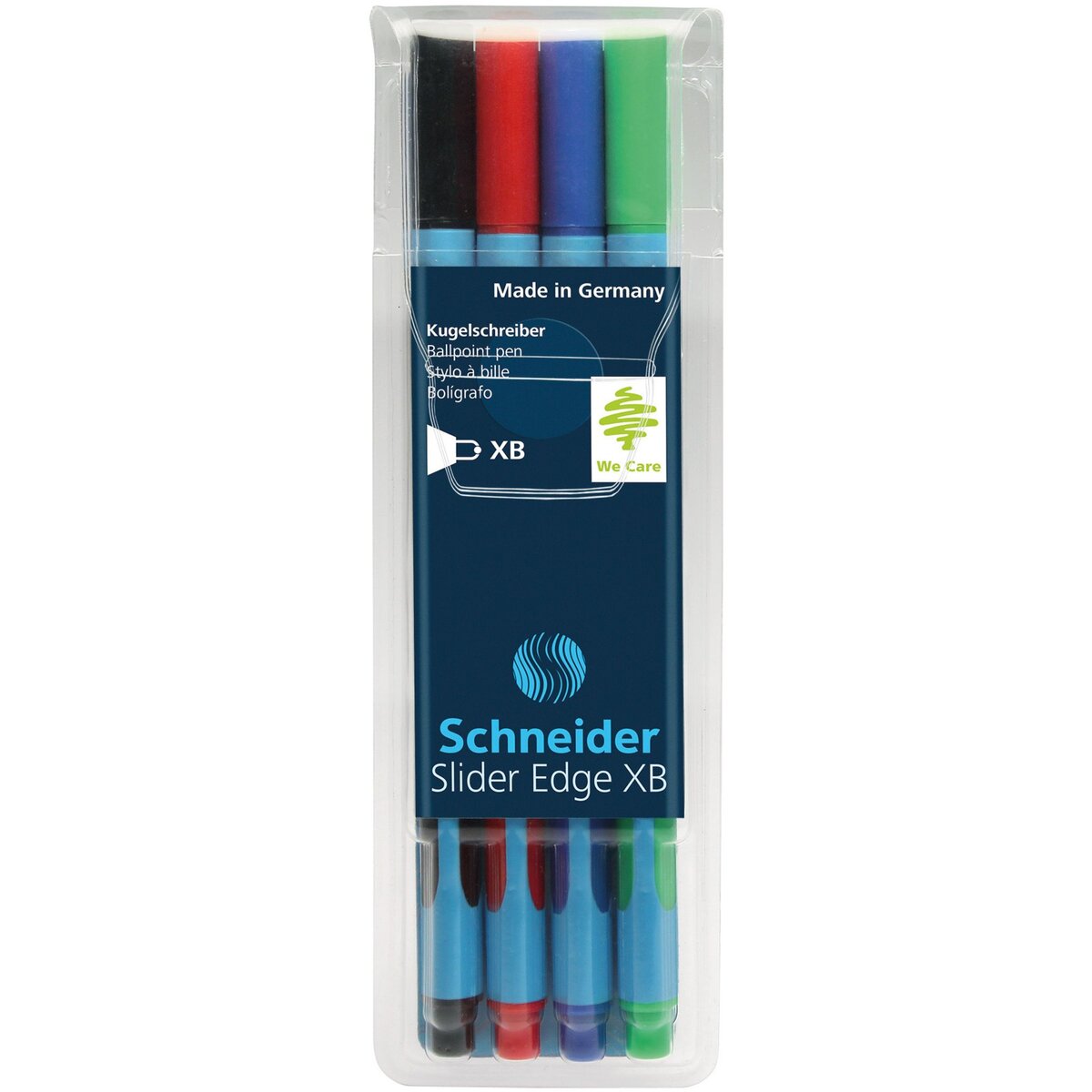 SCHNEIDER Lot de 4 stylos bille Slider Edge assortiment bleu, noir, rouge, vert