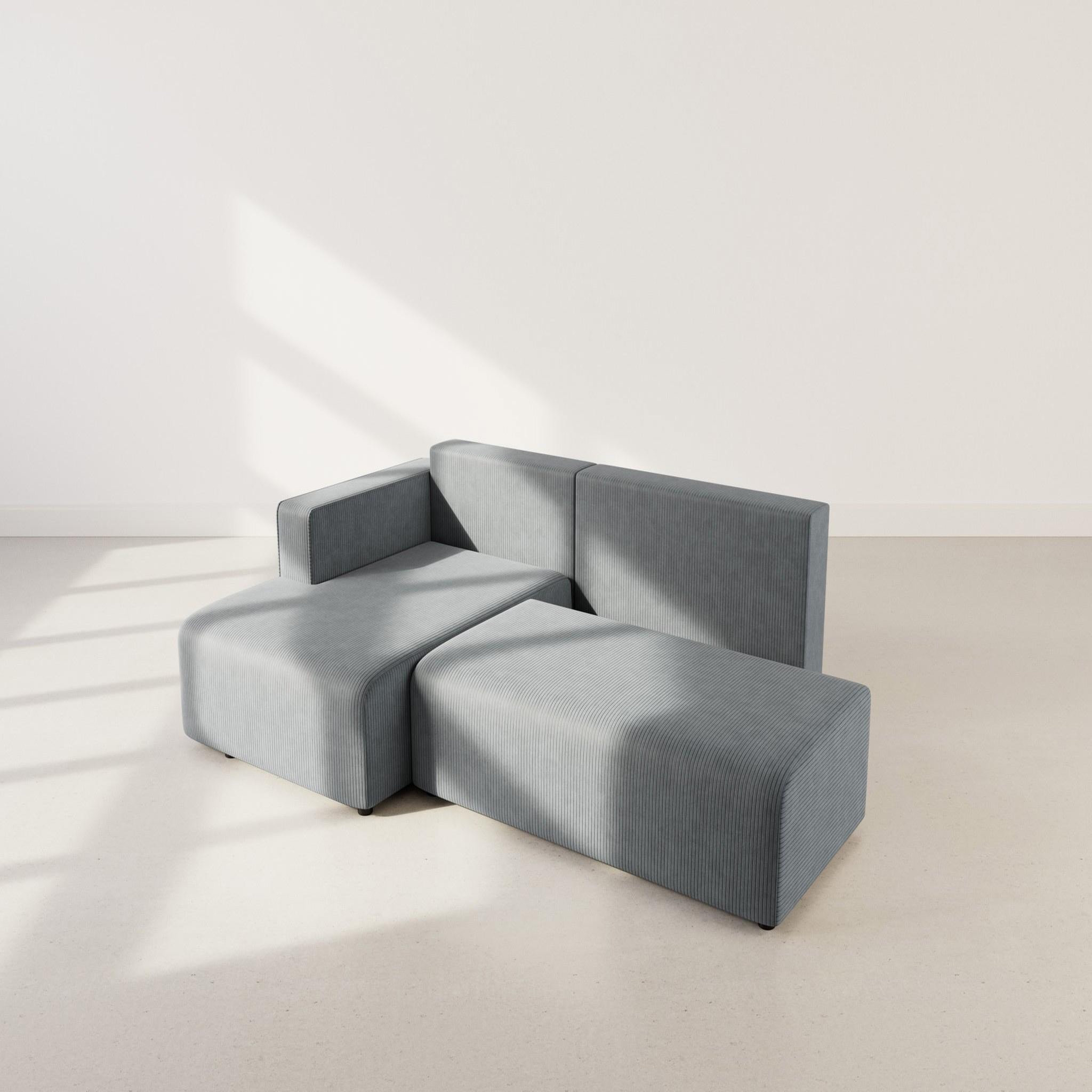 Voir la diapositive 3 : BEST MOBILIER Topaze - canapé d'angle gauche 4 places convertible avec coffre en velours côtelé