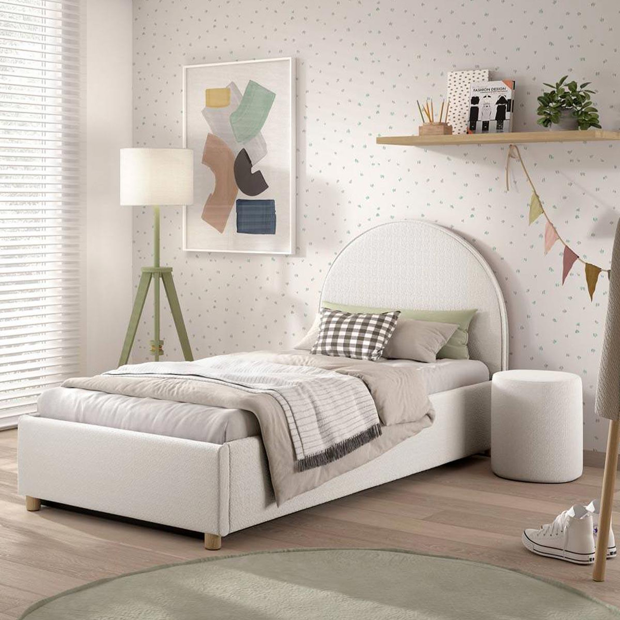Paris Prix Pack - Lit Coffre Enfant & Pouf  Moon  90x200cm Blanc