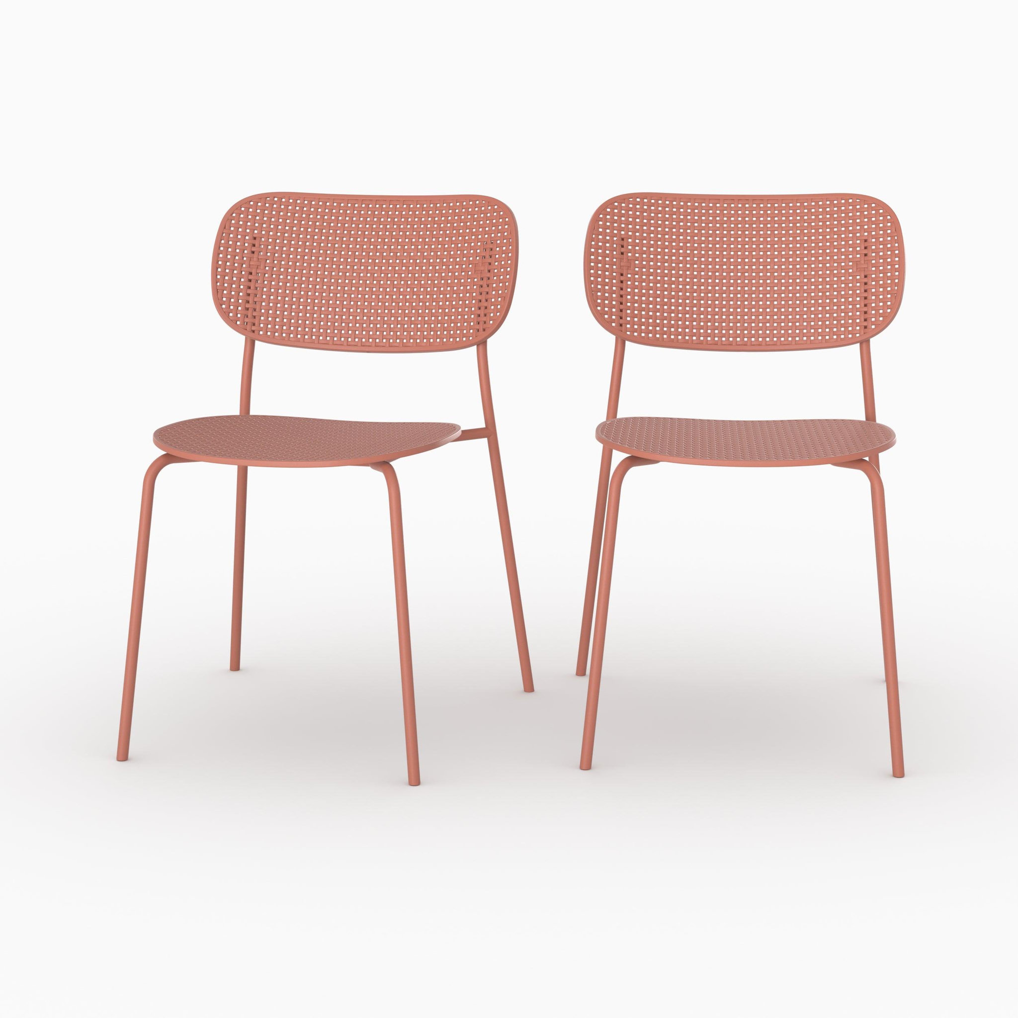 MAISON PAVANE Lot de 2 chaises de jardin empilables en plastique vieux rose-géa