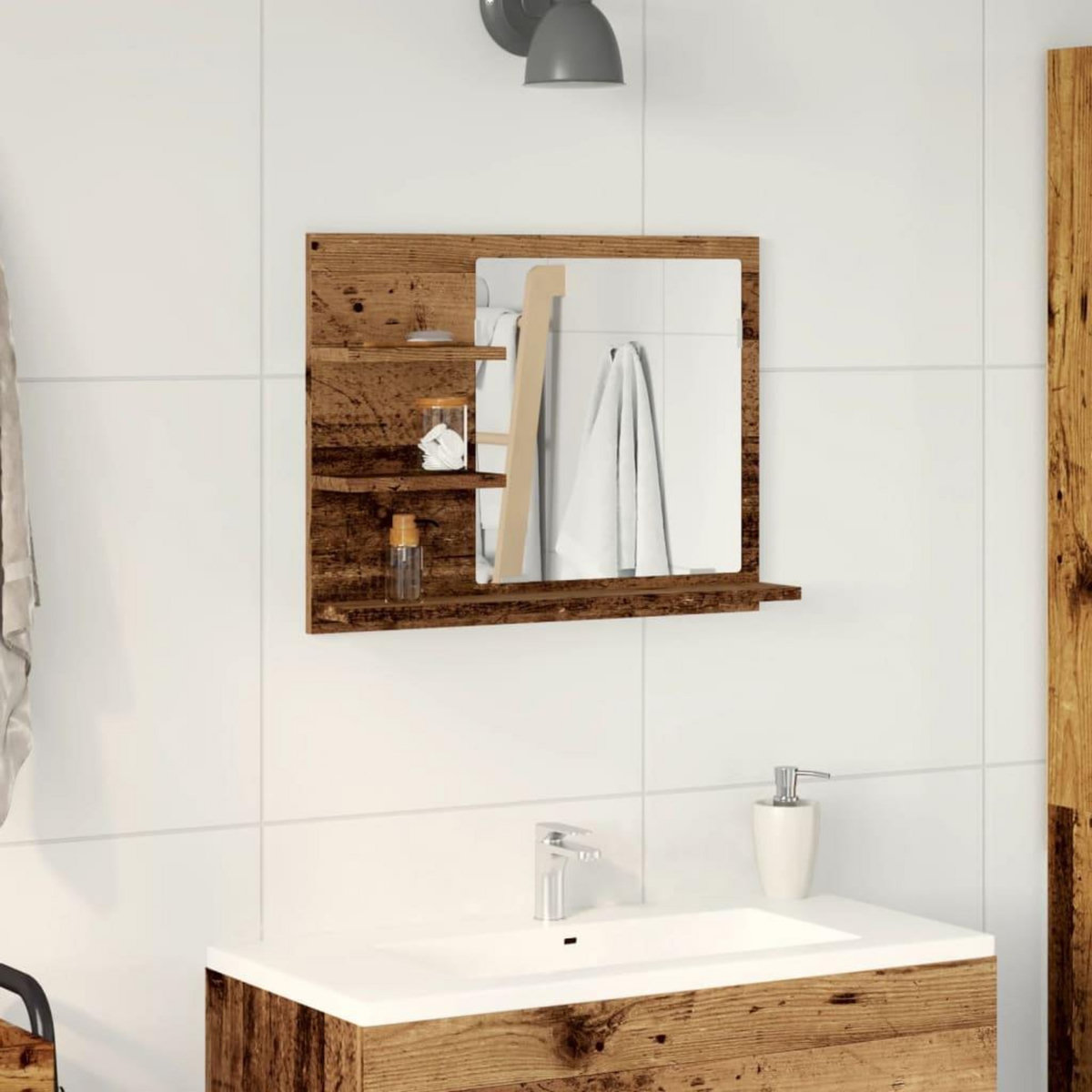 VIDAXL Armoire a miroir de salle de bain vieux bois bois d'ingenierie